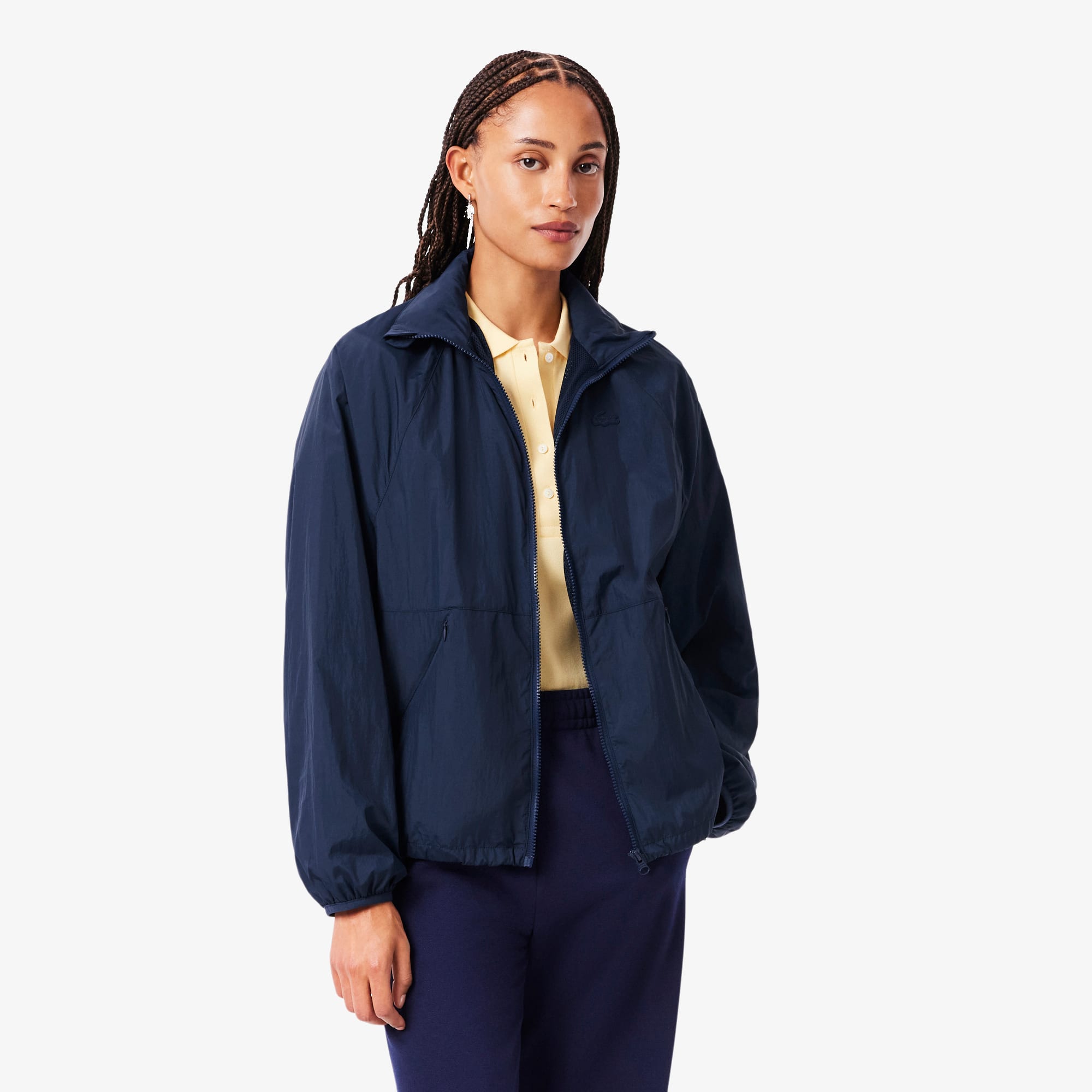 Women's Hooded Track Jacket - Navy Blue