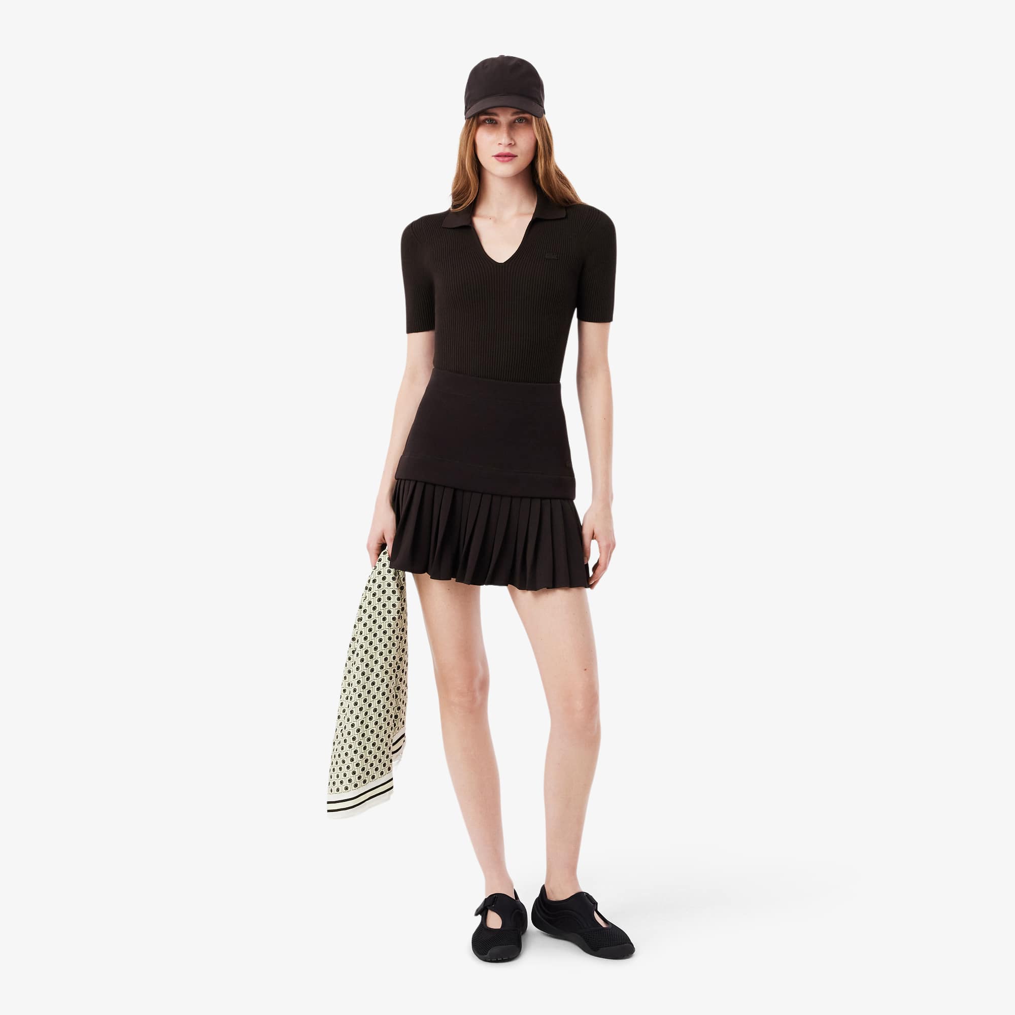 Pleated Cotton Skirt - Brown
