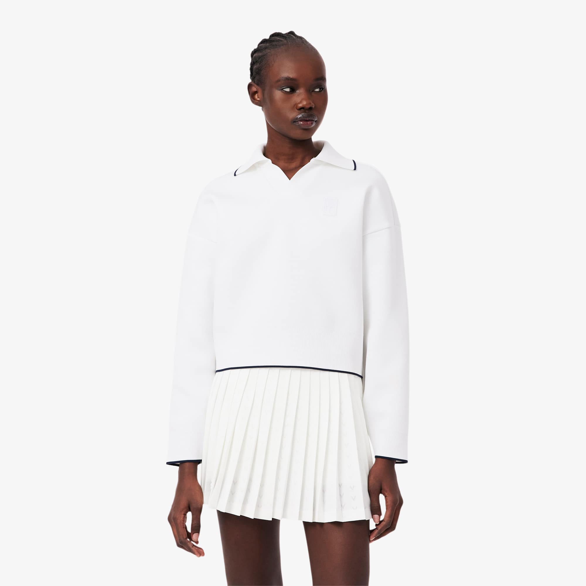 Tennis Heritage Polo Collar Sweatshirt - White