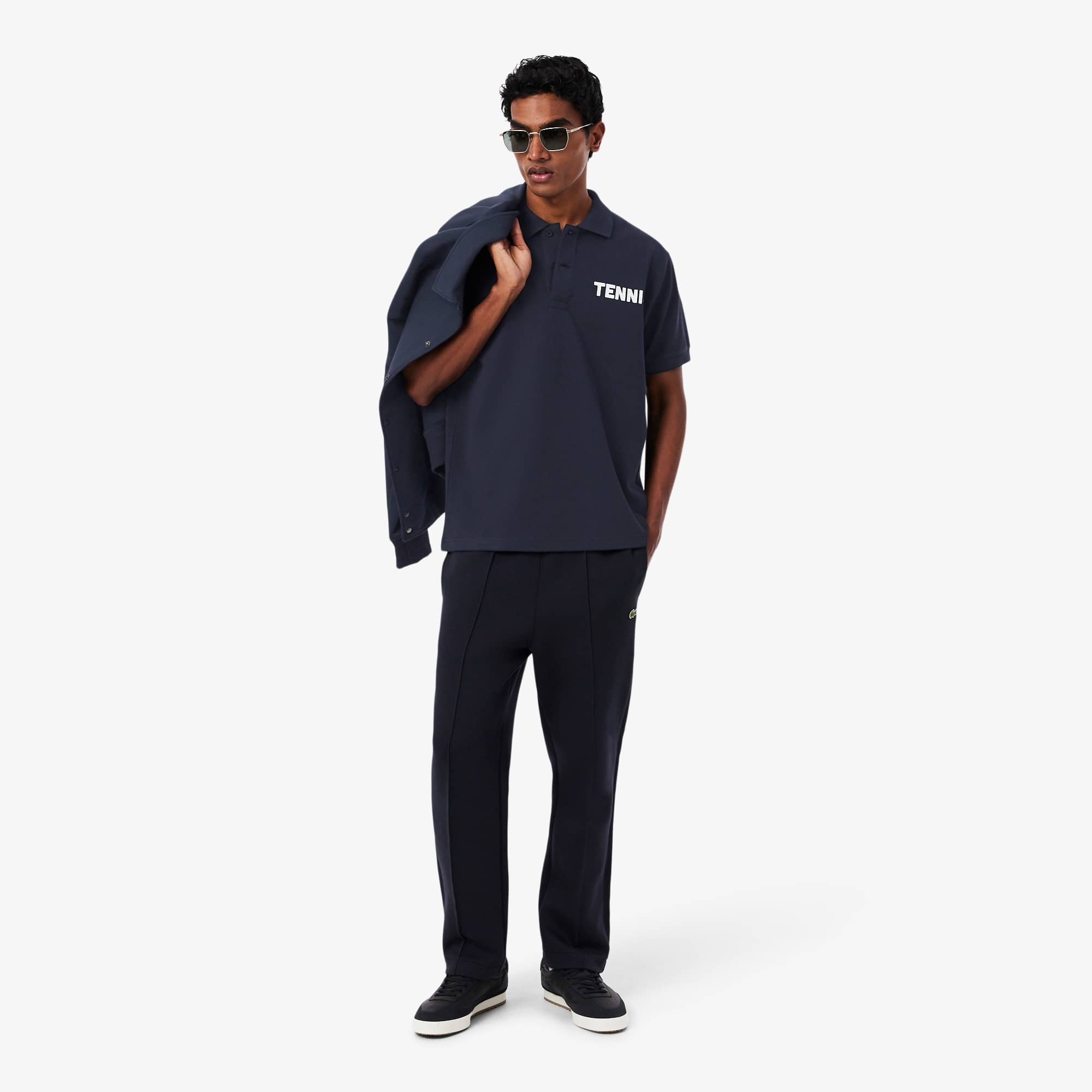Classic Fit Printed Petit Piqué Polo - Black