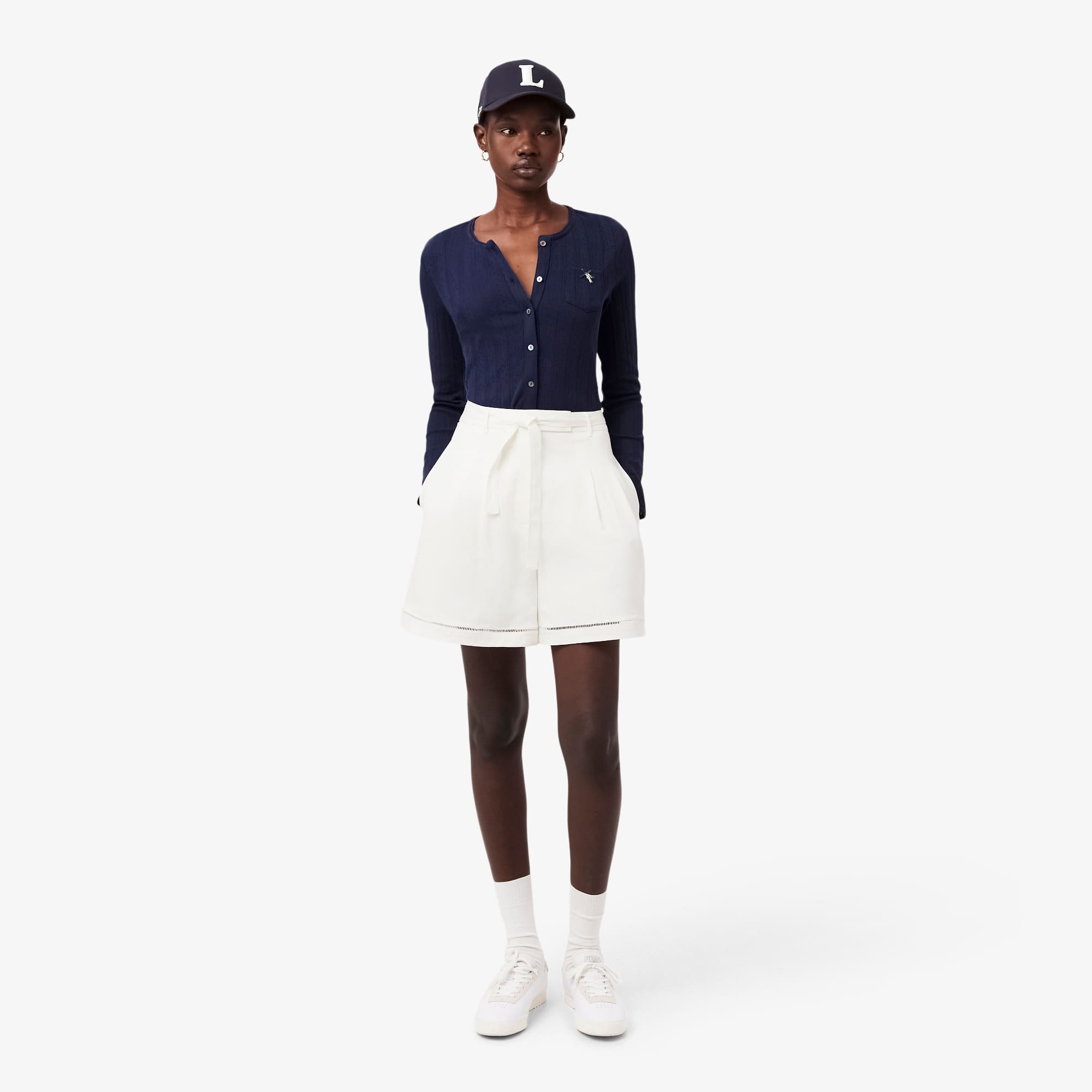 Oversized Fluid Linen Blend Bermuda Shorts - White