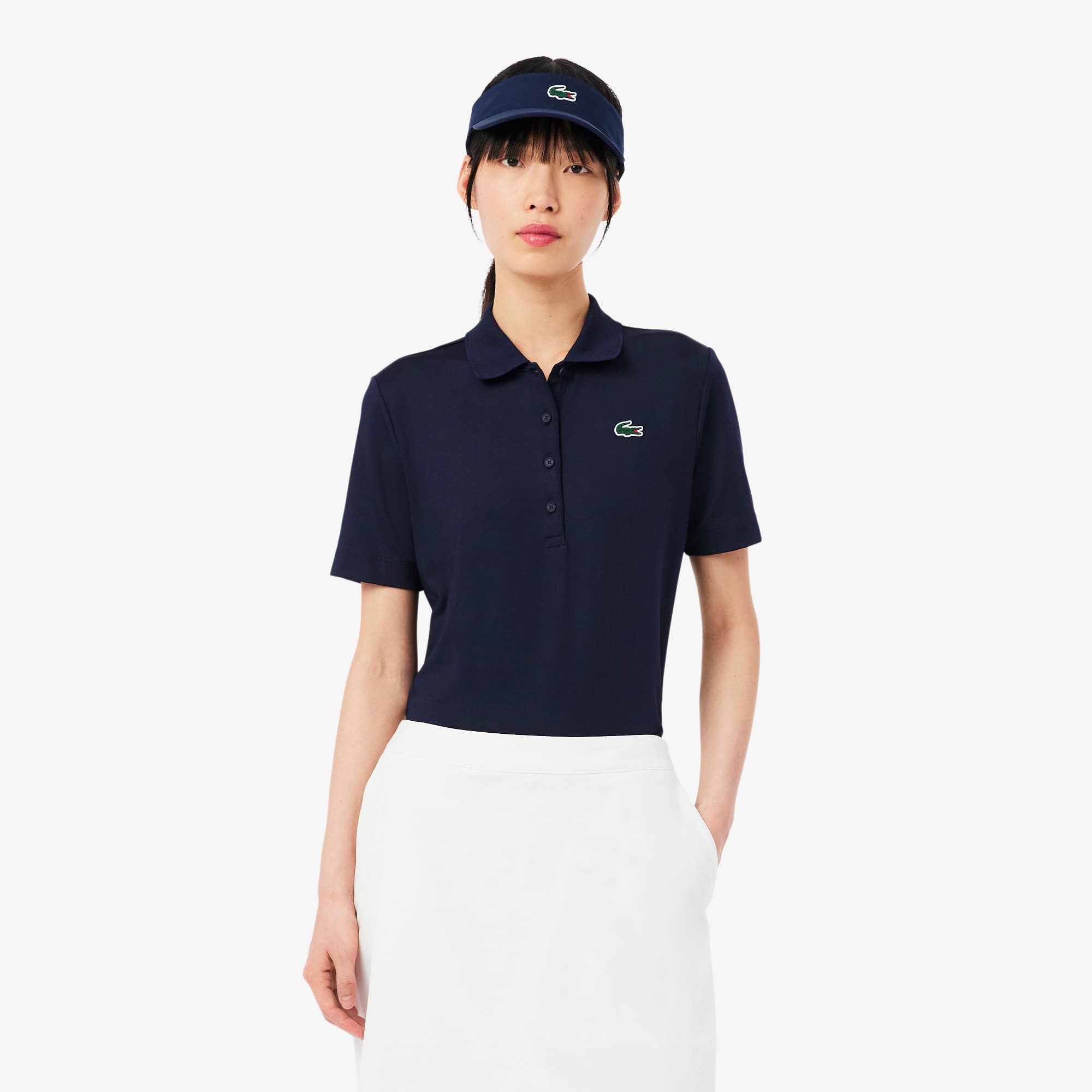 Slim Fit UV Protect Stretch Golf Polo - Navy Blue