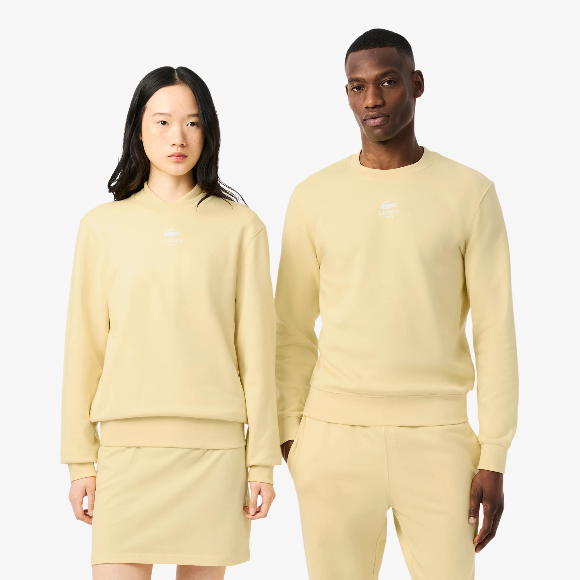 Unisex Printed Fleece Sweatshirt - Yellow