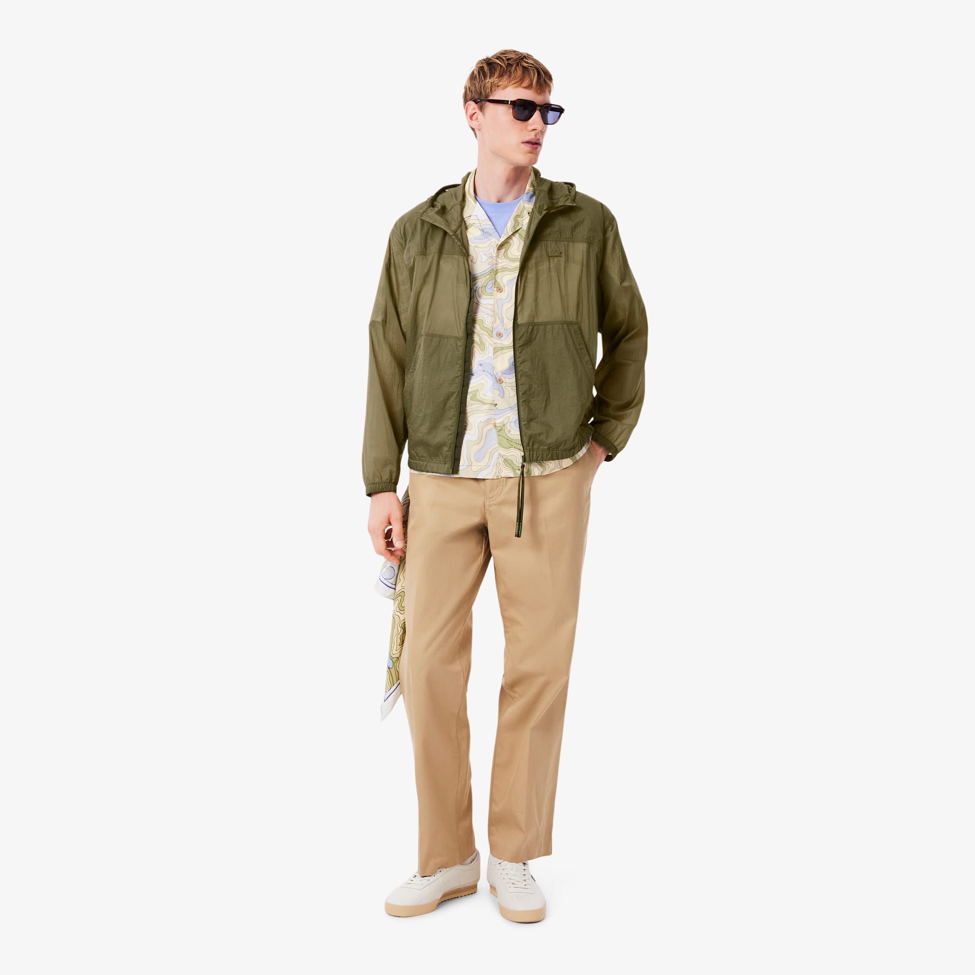 Men's Water-Repellent Nylon Jacket - Khaki Green