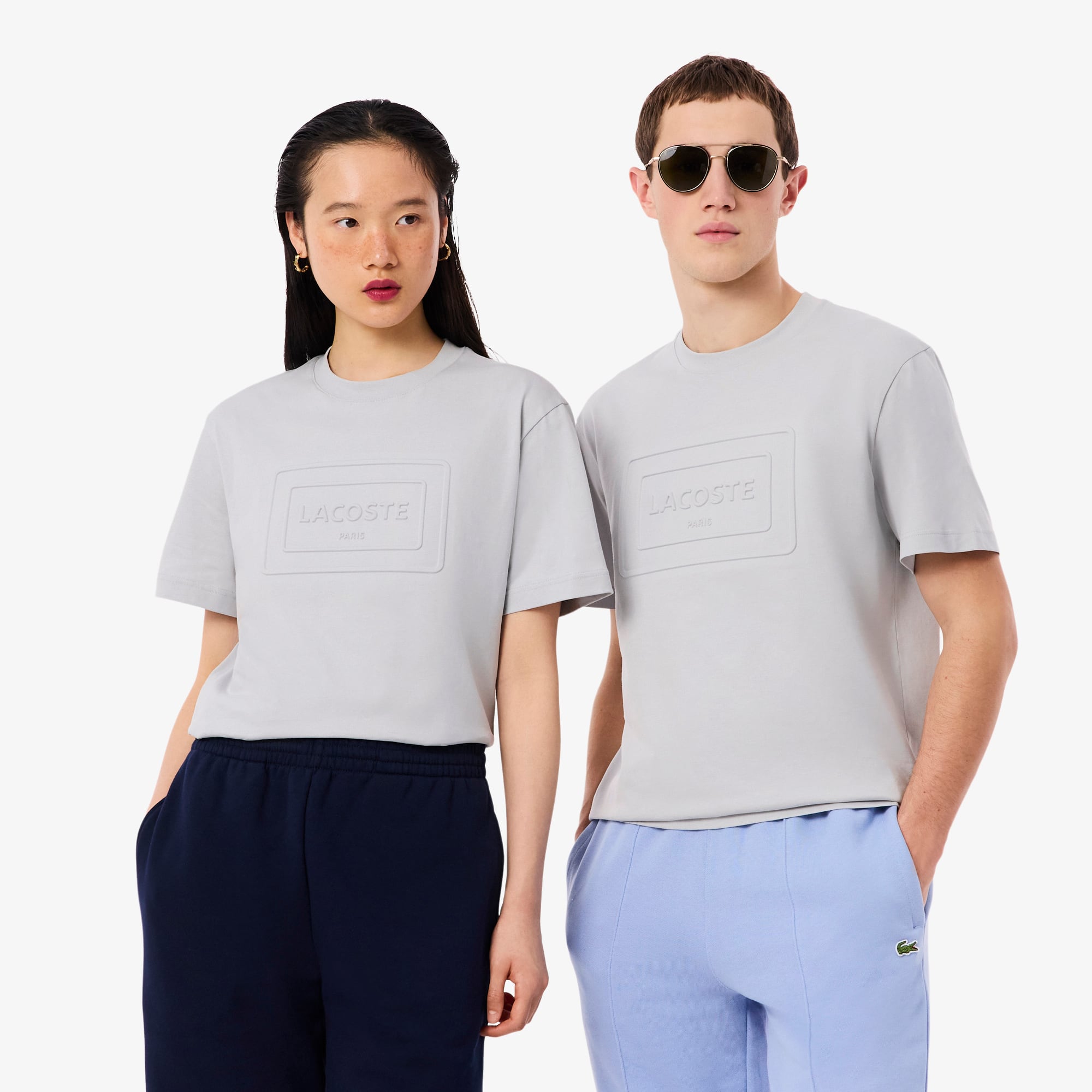 Embroidered Cotton T-Shirt - Light Grey