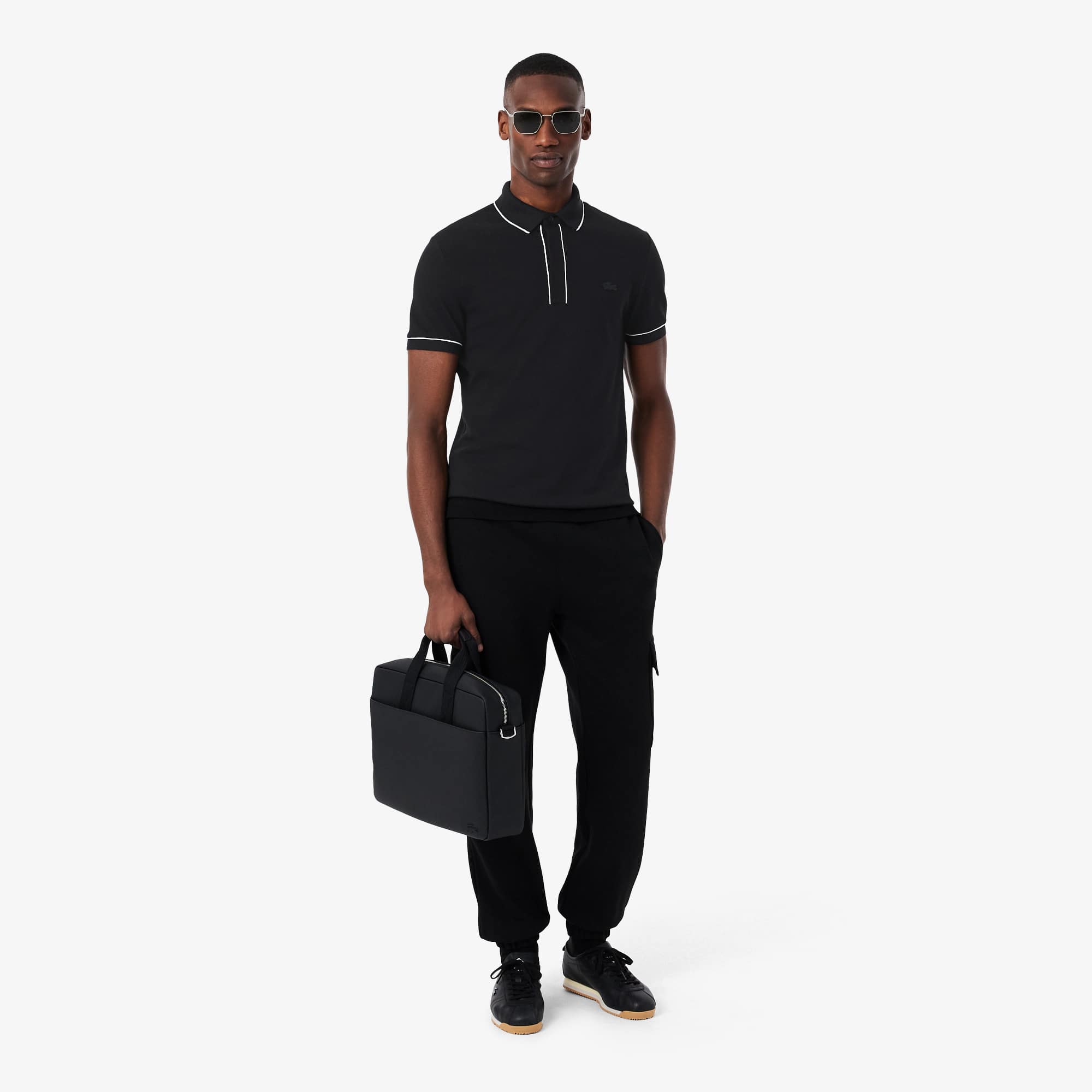 Men's Regular Fit Paris Stretch Piqué Polo - Black