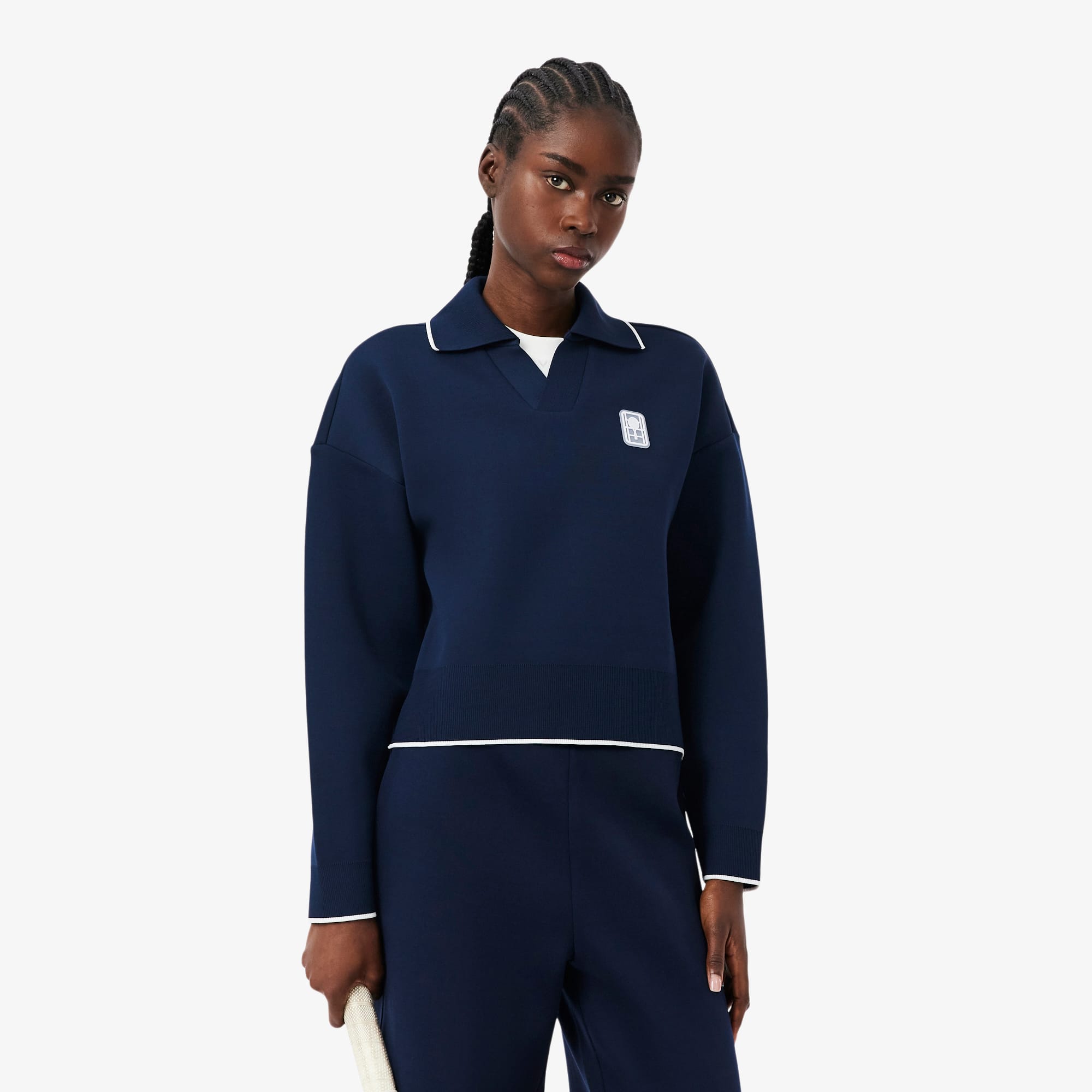 Tennis Heritage Polo Collar Sweatshirt - Navy Blue