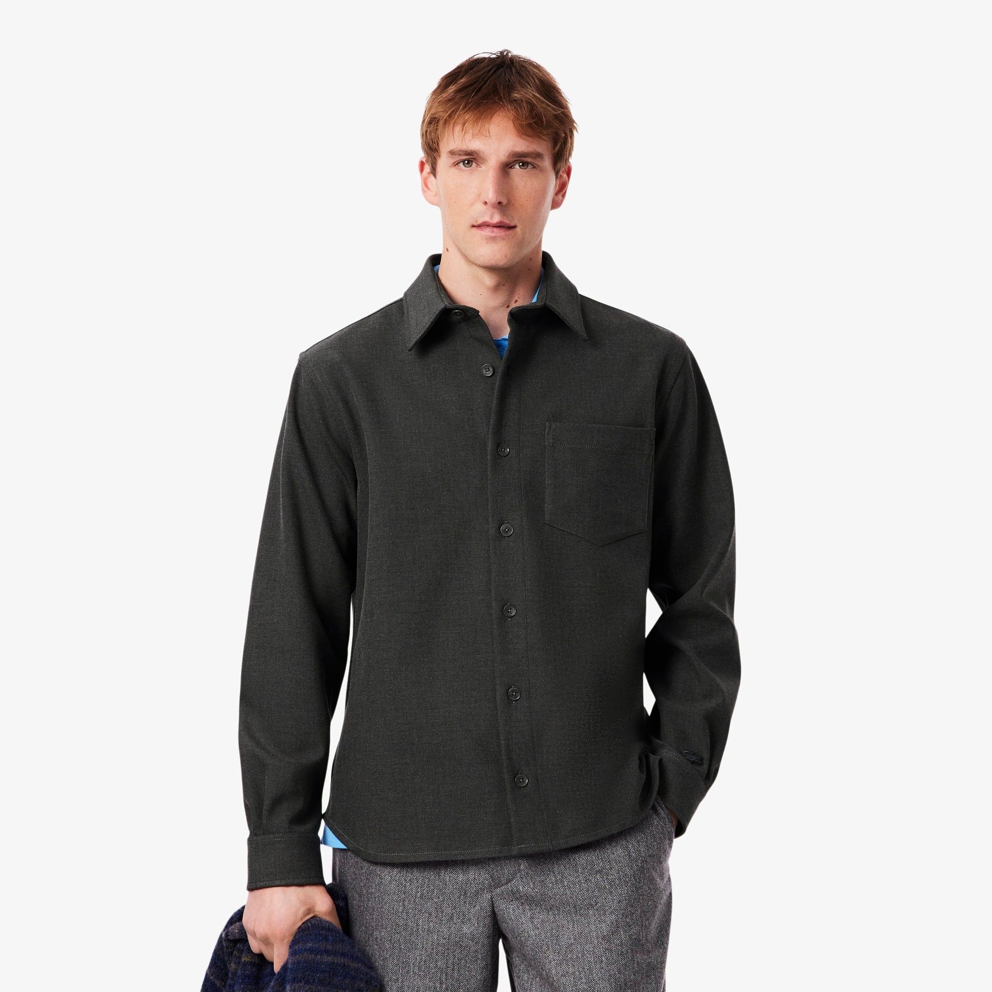 Men's Oversized Double Face Overshirt - Grey pitch