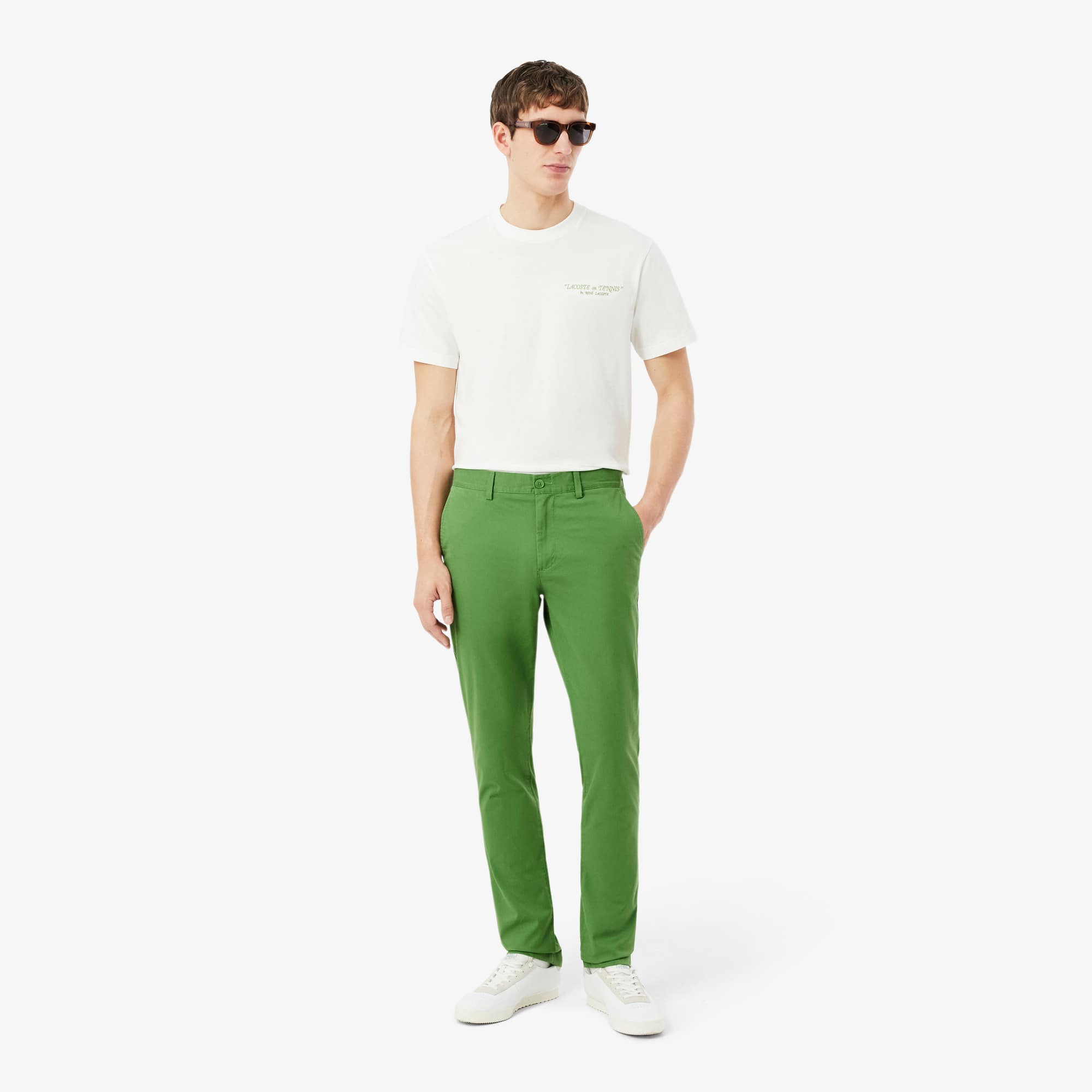 Slim Fit Stretch Twill Chino Pants - Green
