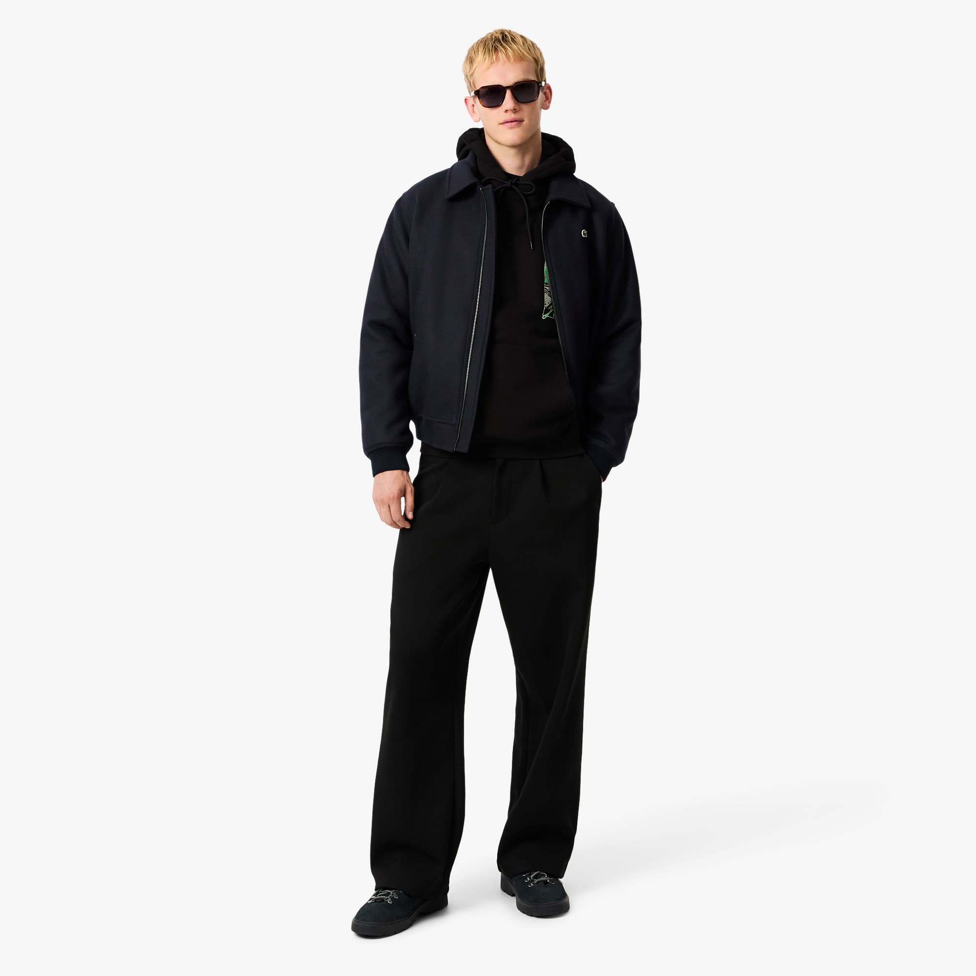 Men's Printed Fleece Hoodie - Black