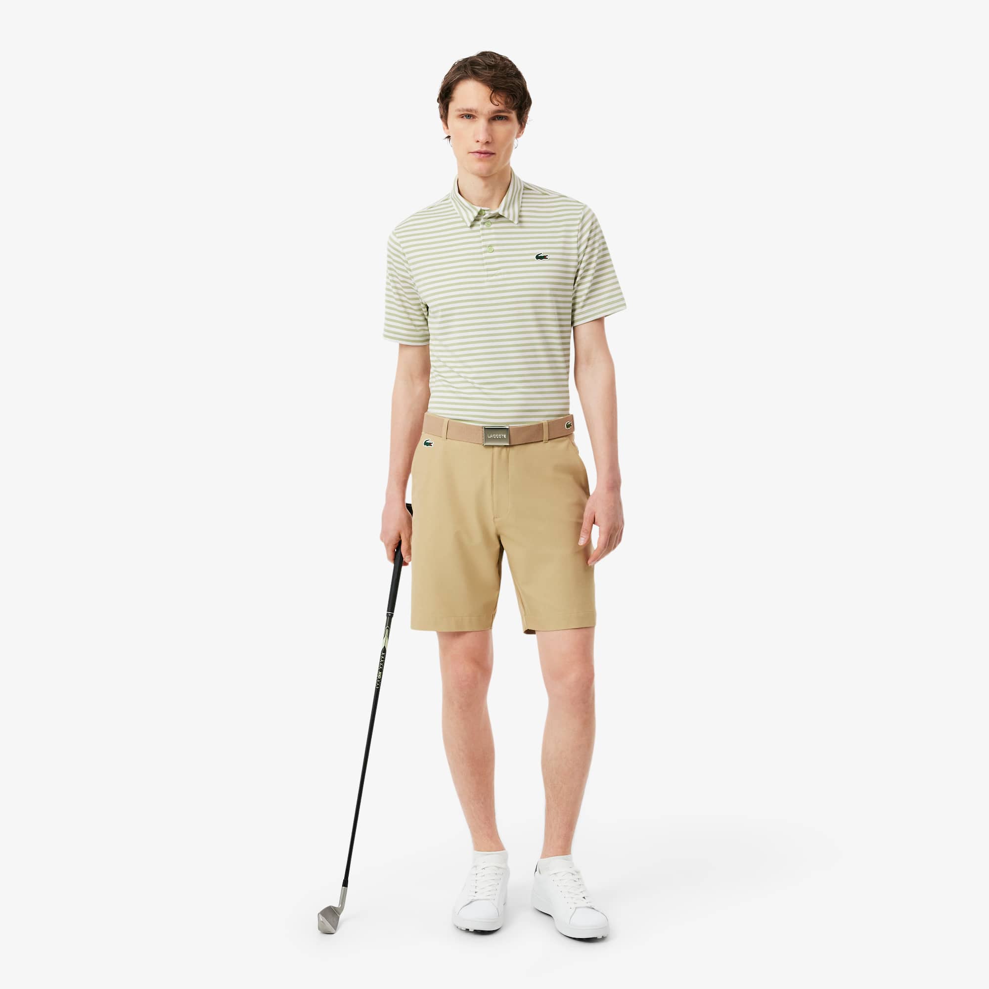 Regular Fit Ultra Dry Striped Golf Polo - Vert / Blanc