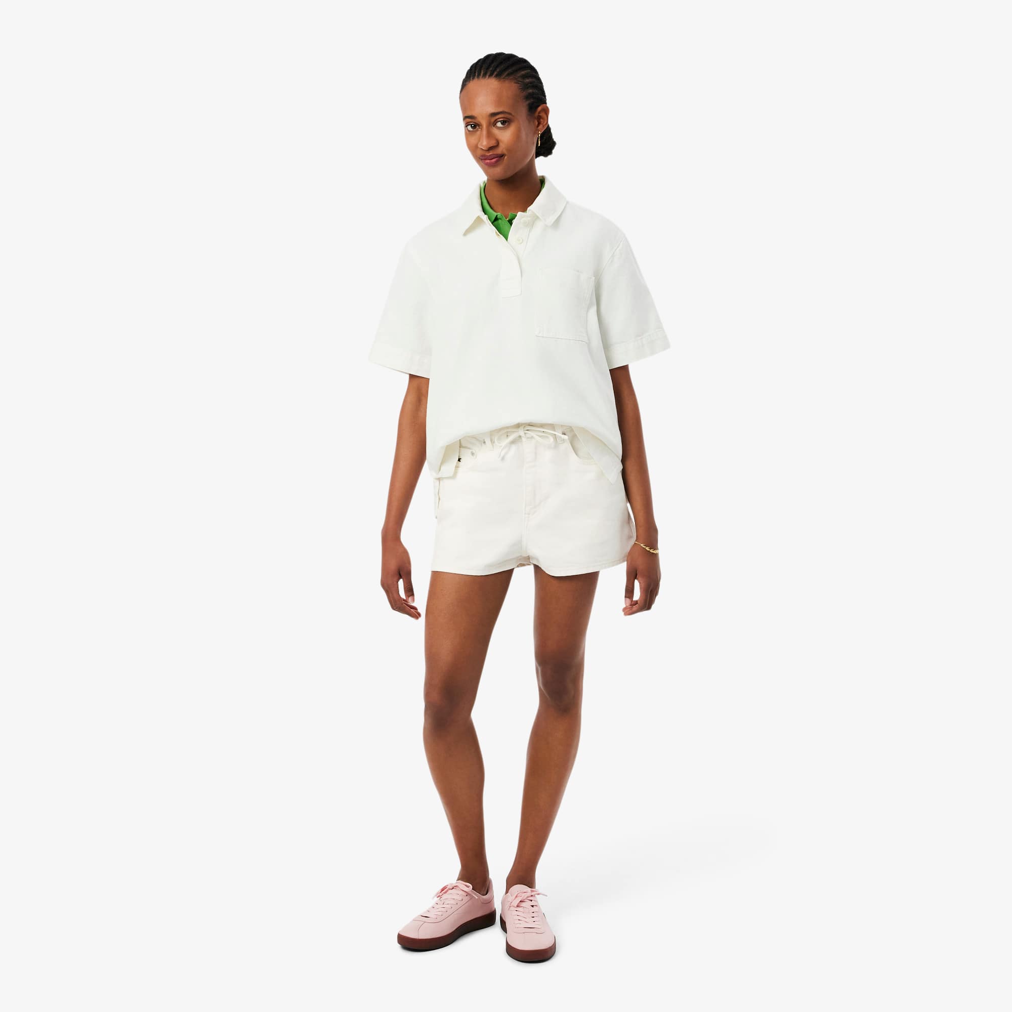 Cotton Denim Shorts - White