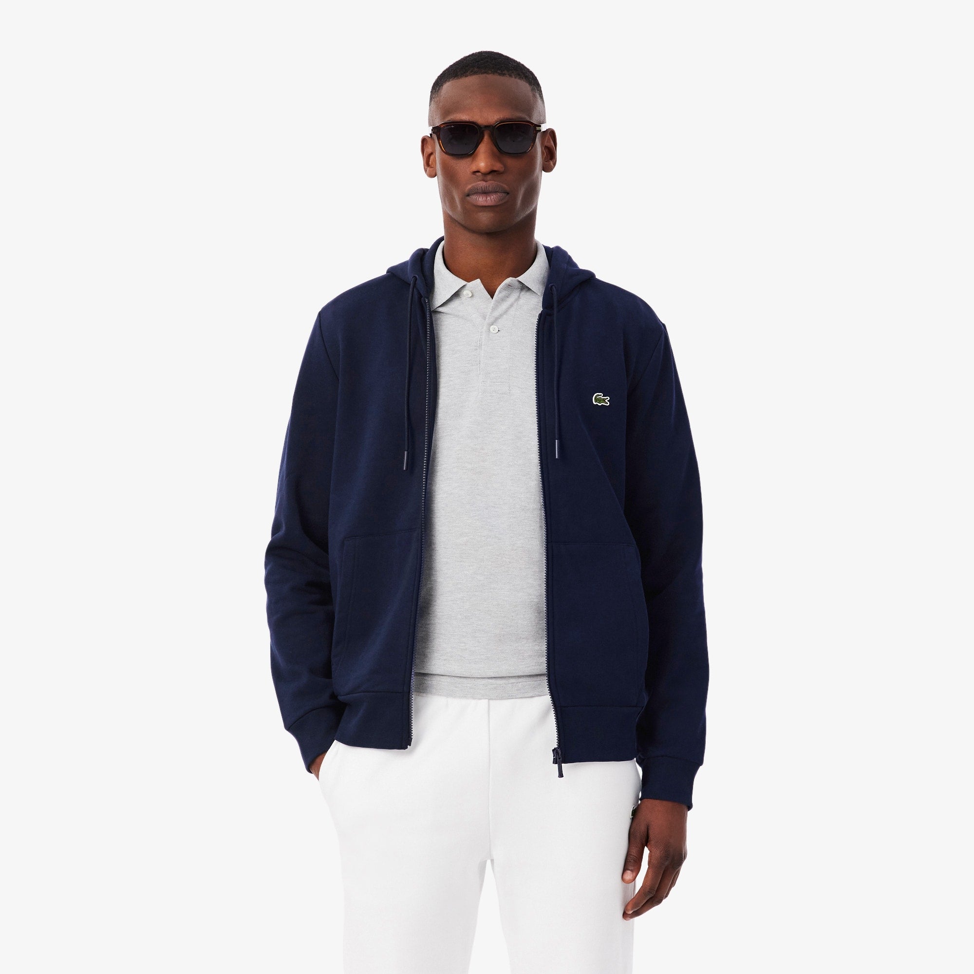 Men's Zip-Up Fleece Hoodie - Navy Blue
