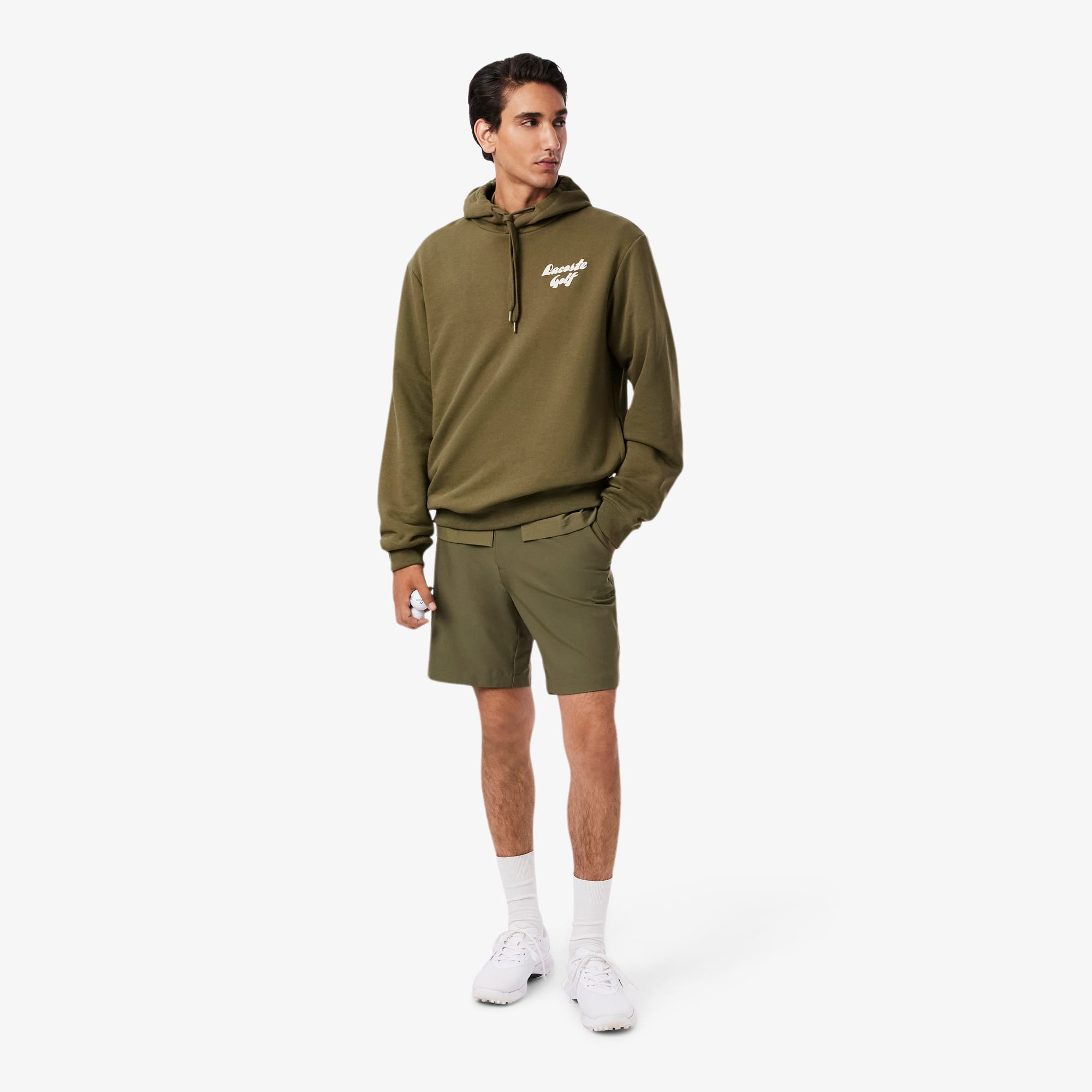 Men's Printed Fleece Golf Hoodie - Khaki Green
