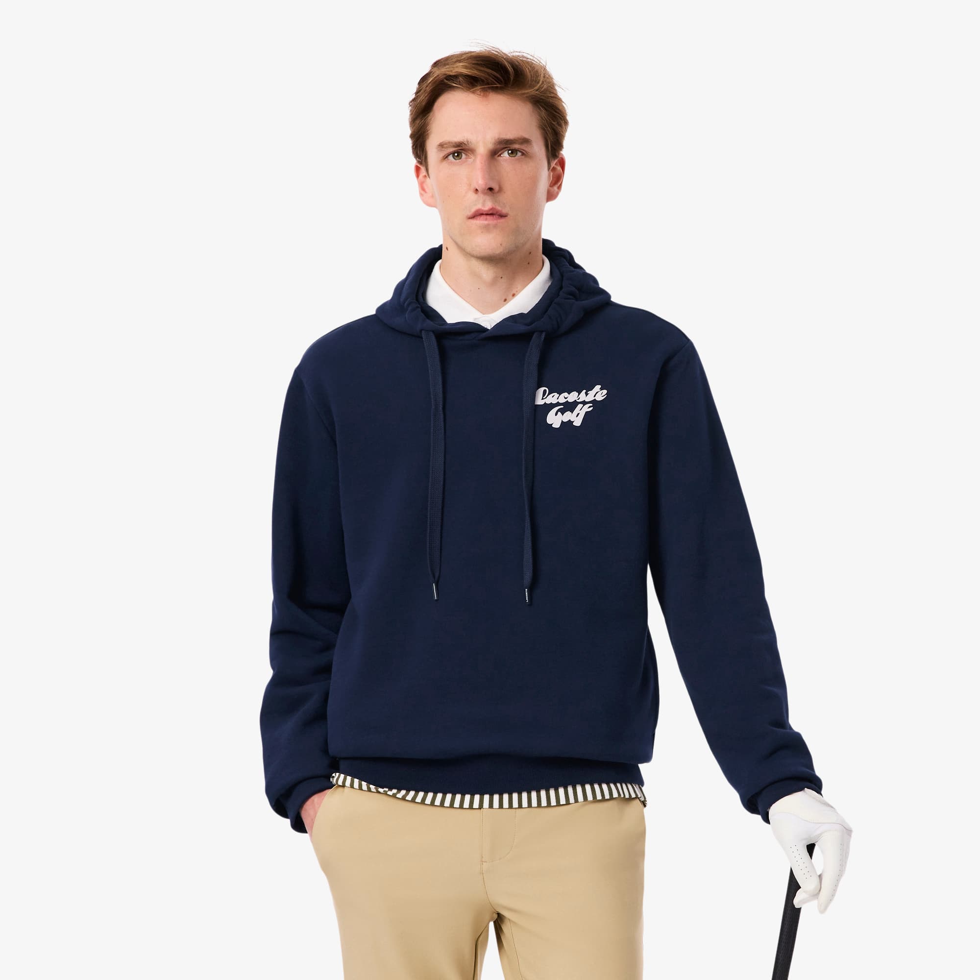 Men's Printed Fleece Golf Hoodie - Navy Blue