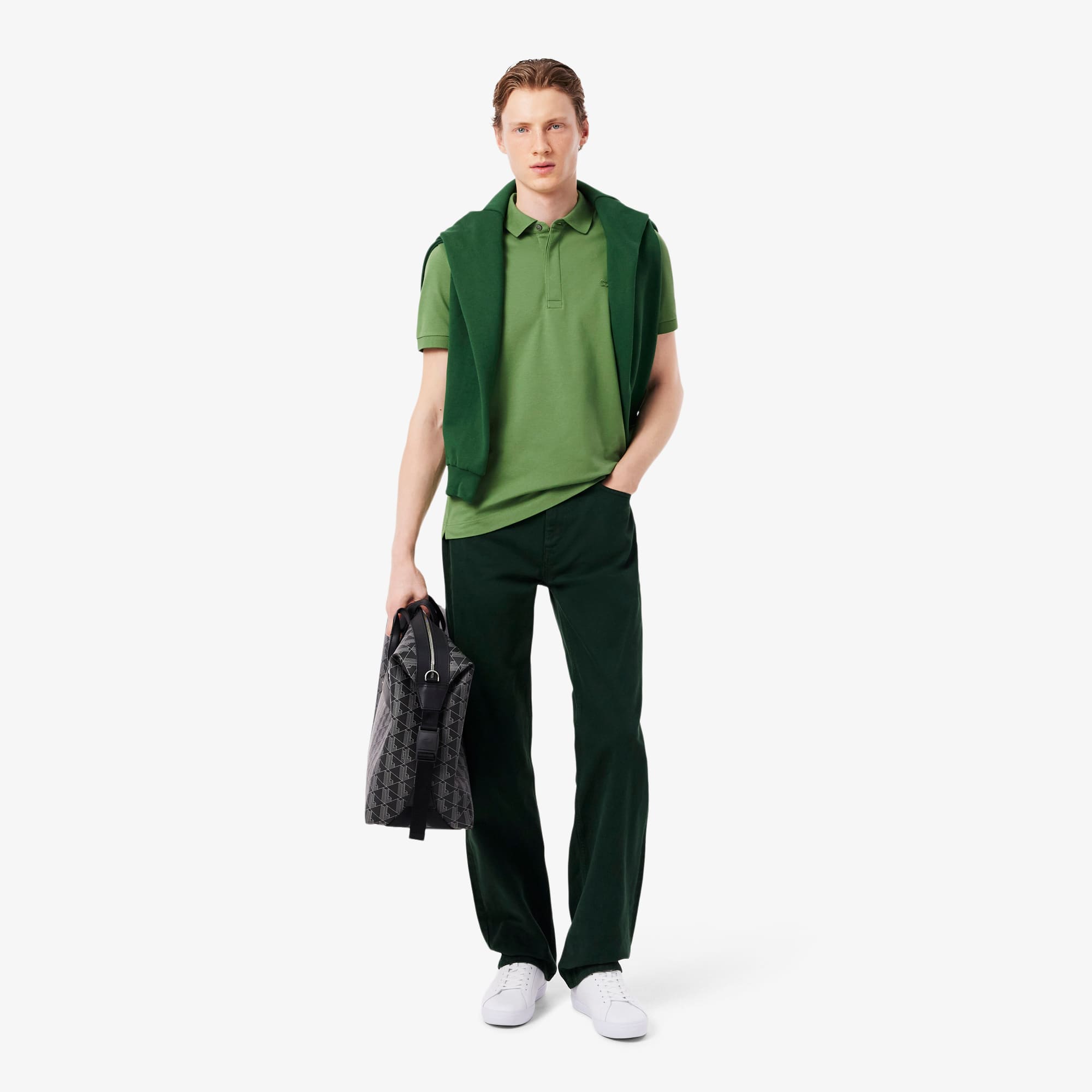 Men's Regular Fit Paris Stretch Piqué Polo - Green