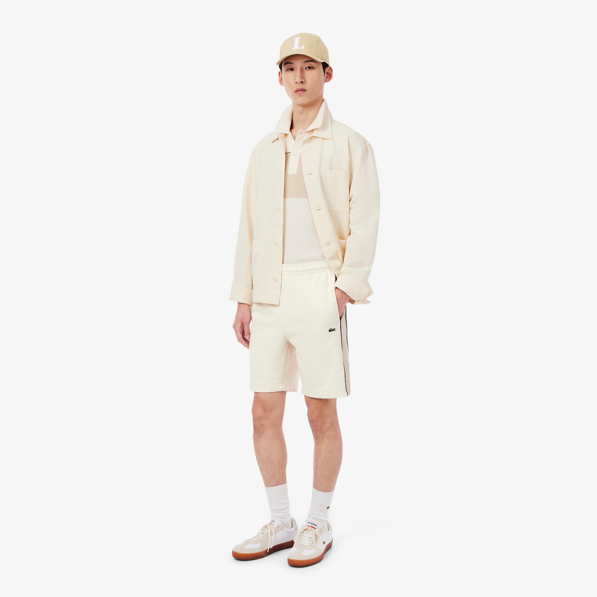 Regular Fit Colorblock Fleece Shorts - Beige