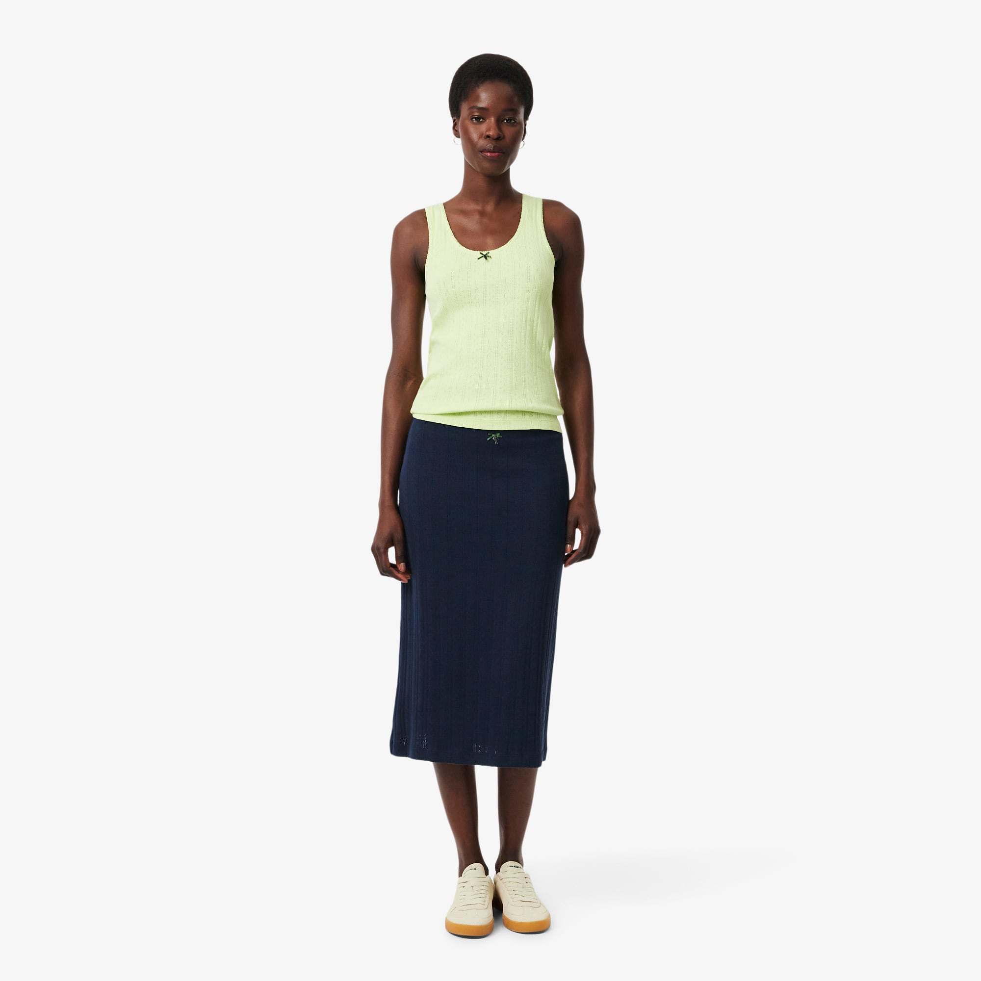 Cotton Midi Skirt - Navy Blue