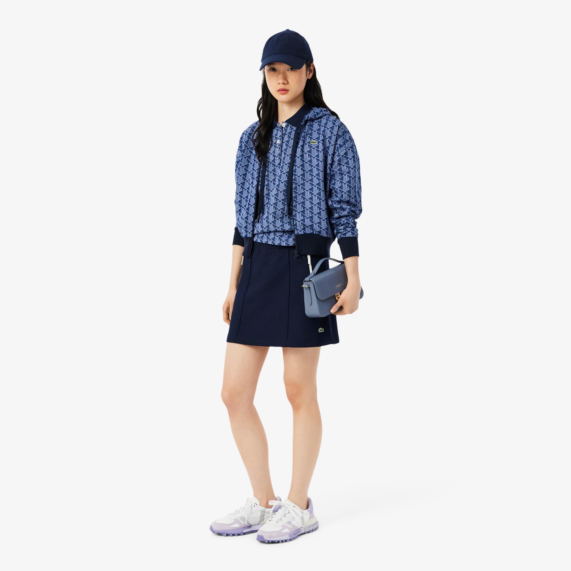 Women's Slim Fit Monogram Polo - Navy Blue / Purple