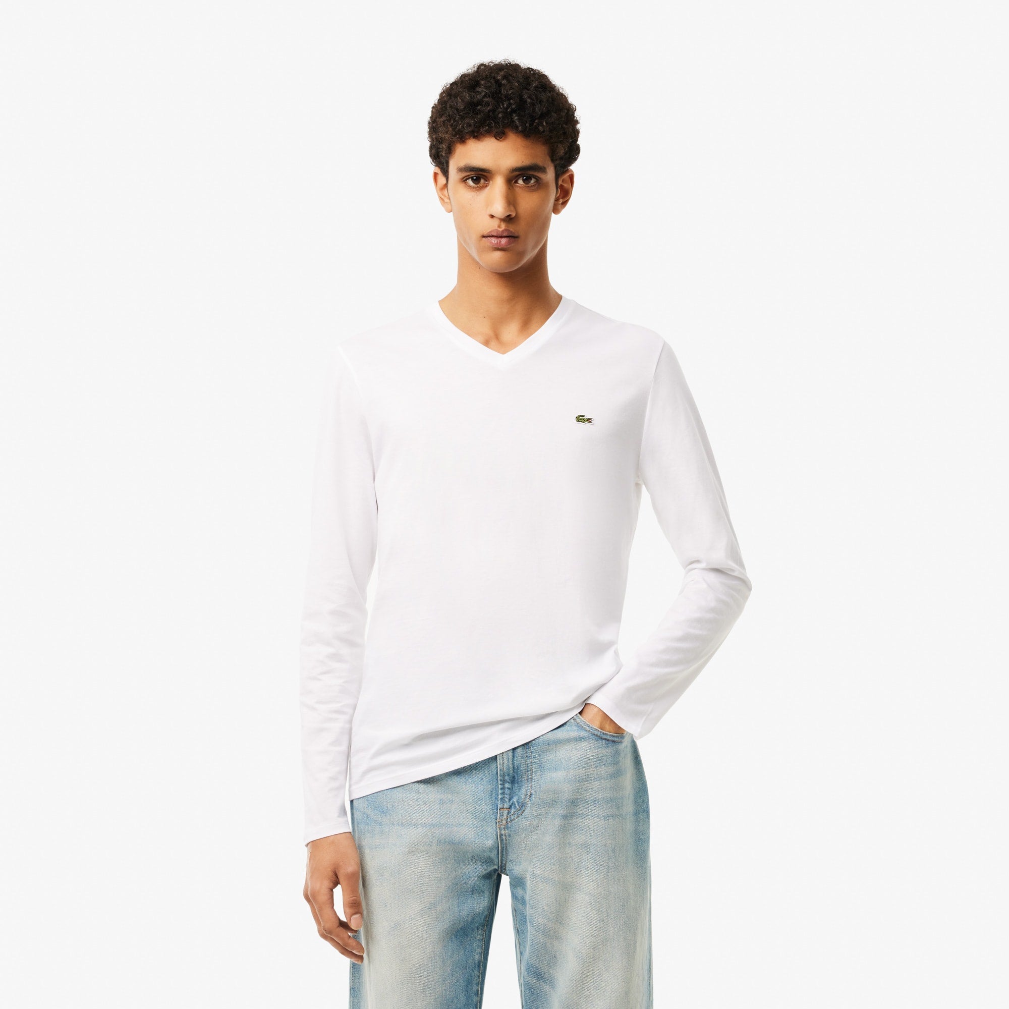 Men's Lightweight Pima Cotton V-Neck T-Shirt - White