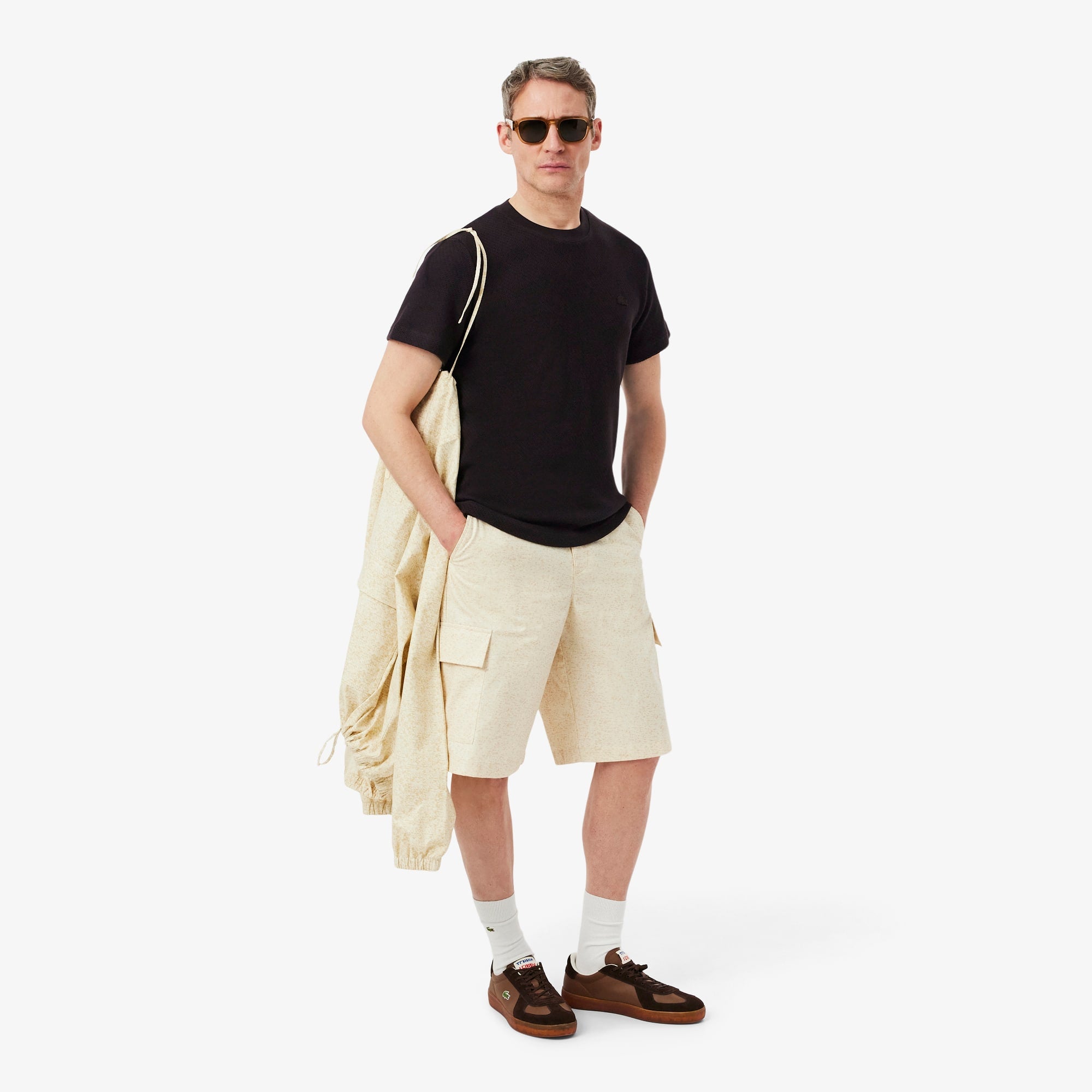 Lacy Cotton T-Shirt - Brown