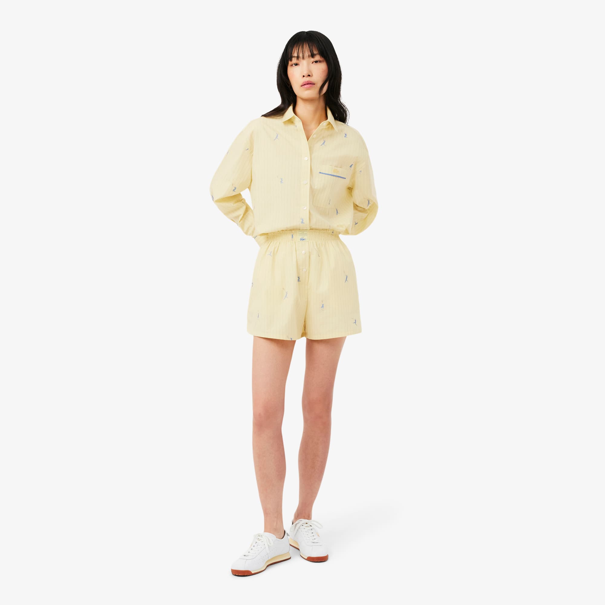 Cotton Poplin Boxer Shorts - Jaune / Bleu