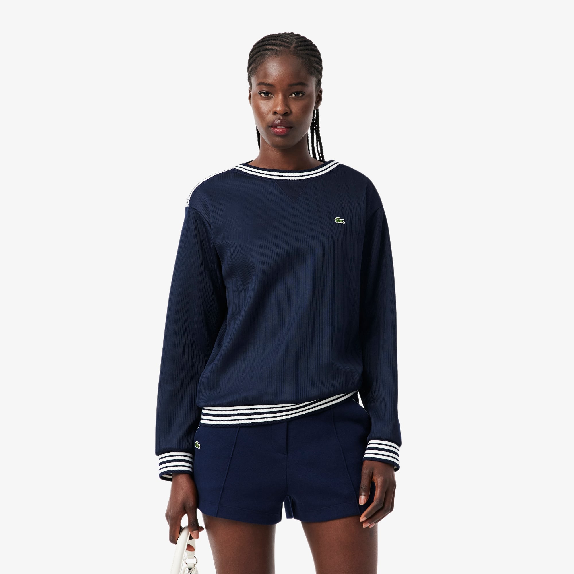 Made In France Boat Neck Sweatshirt - Navy Blue / White