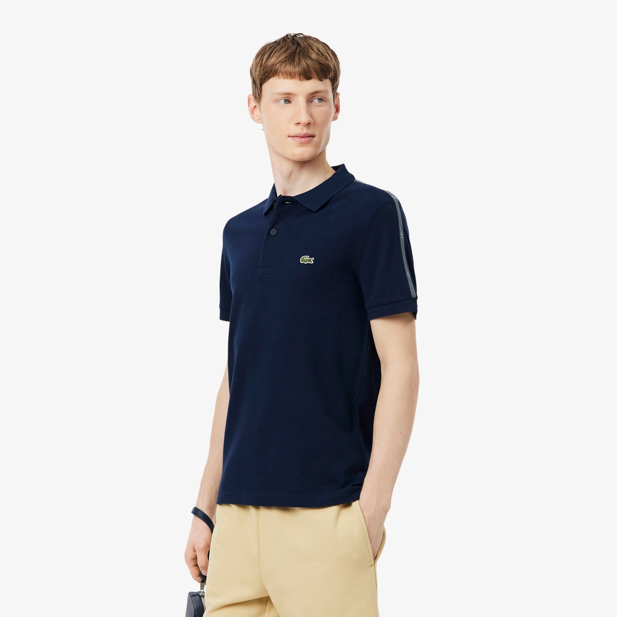 Regular Fit Logo Stripe Polo - Navy Blue