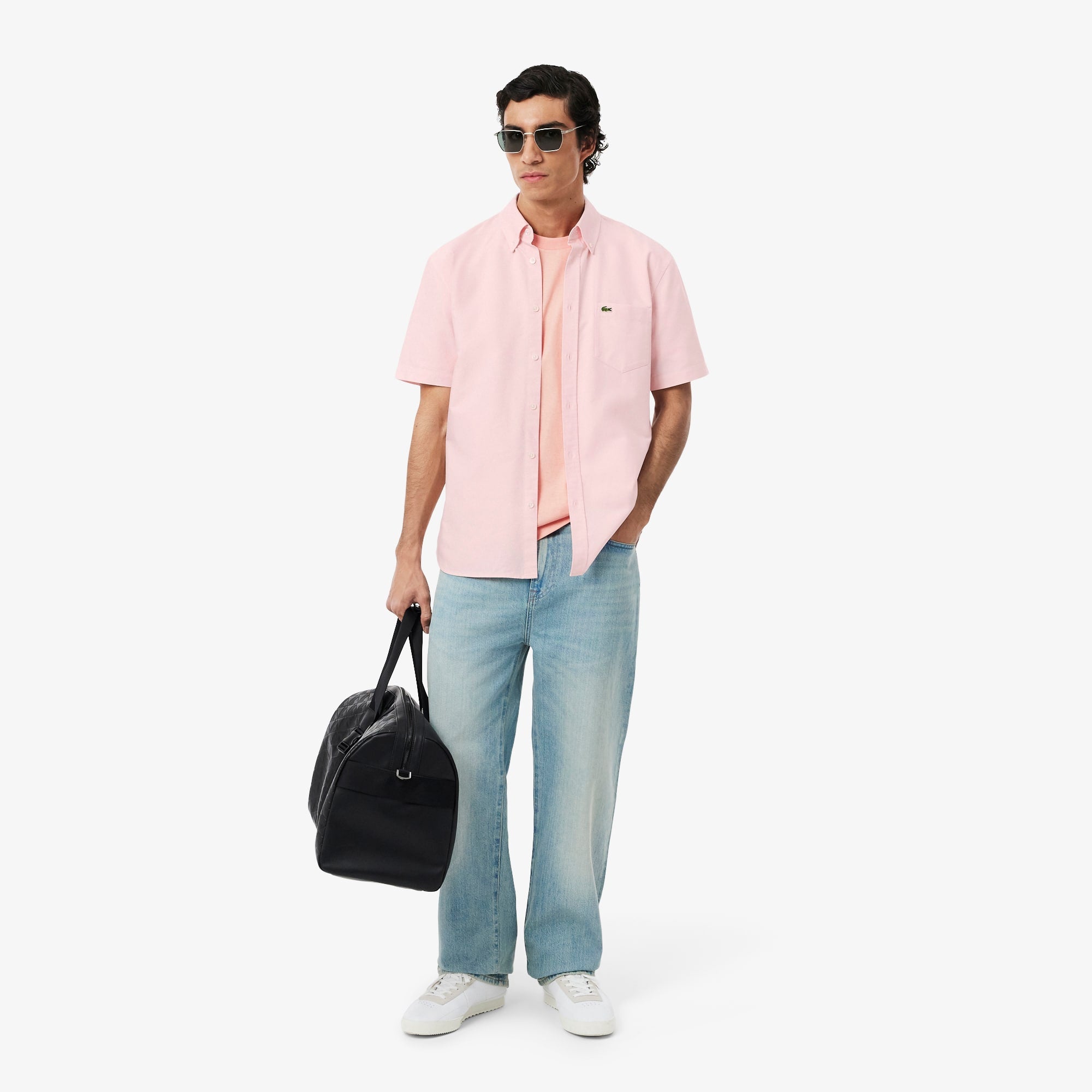 Men's Regular Fit Short Sleeve Oxford Shirt - Light Pink