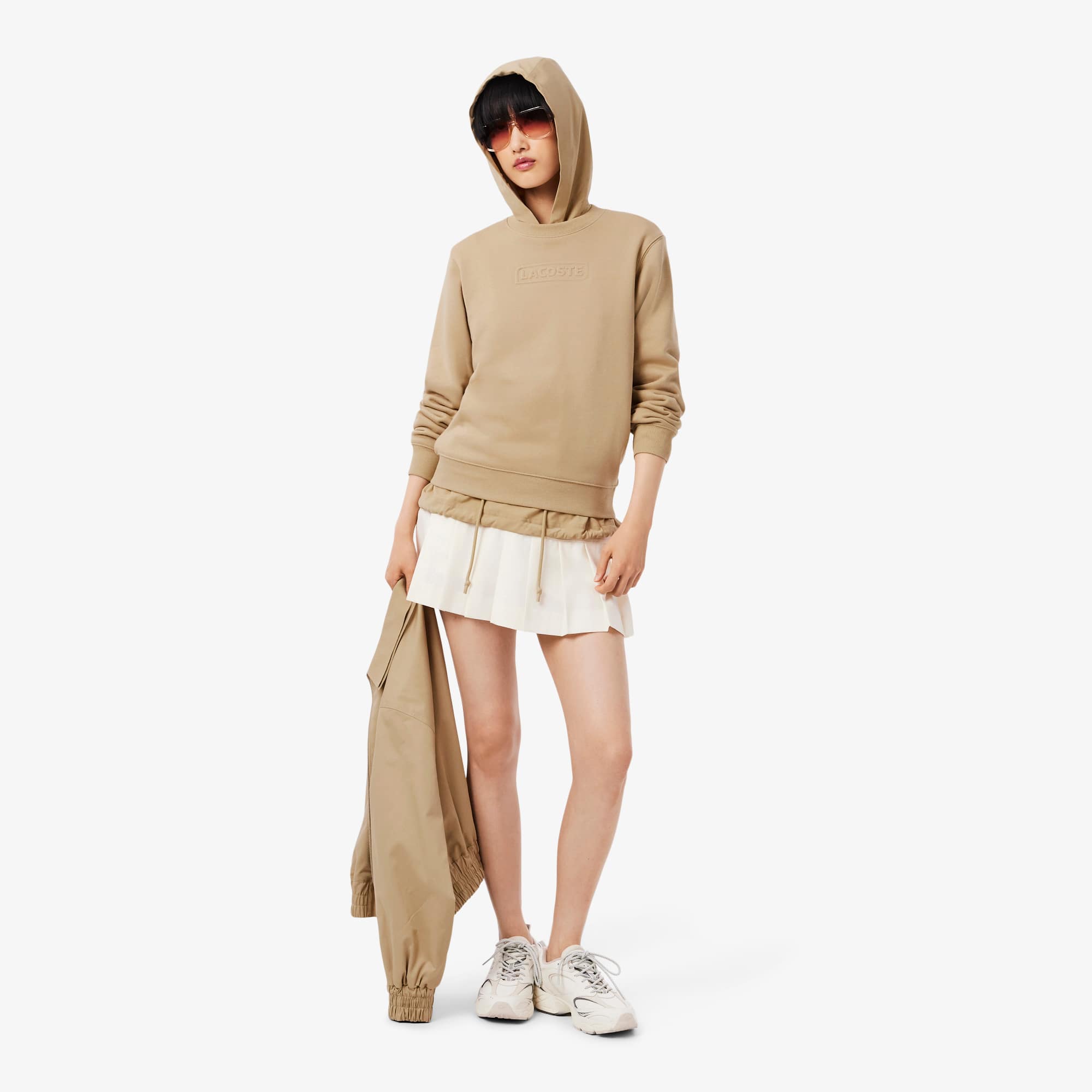 Women's Embossed Logo Cotton Sweatshirt - Beige