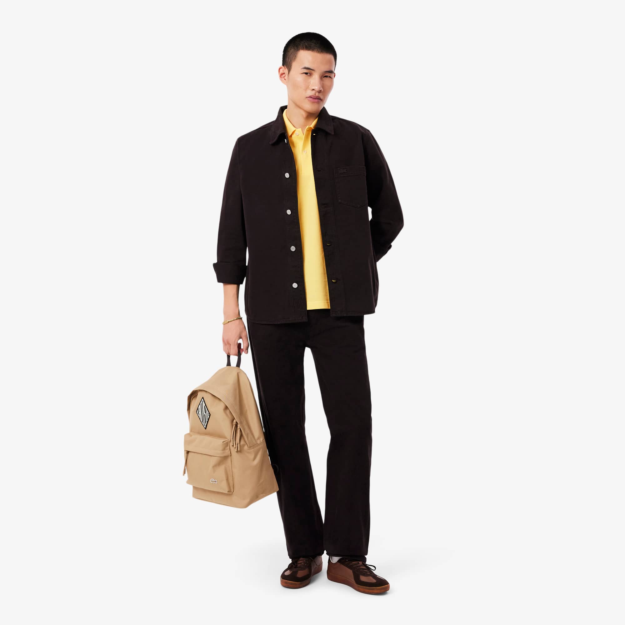 Classic Fit Badge Accent Piqué Polo - Pastel yellow