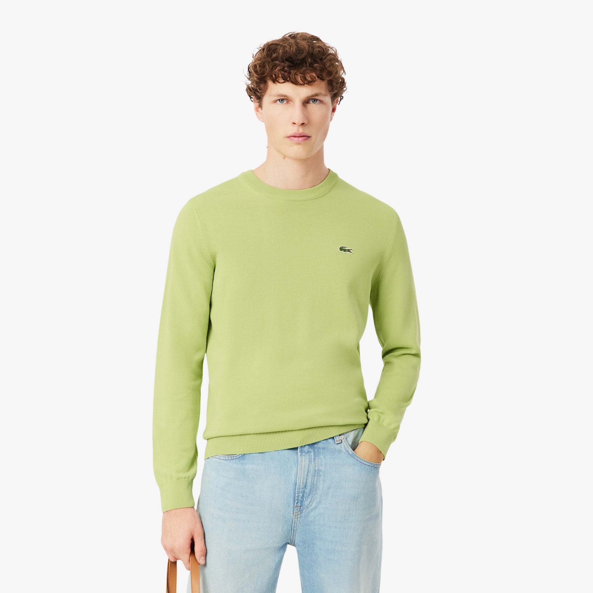 Men's Crew Neck Cotton Sweater - Green