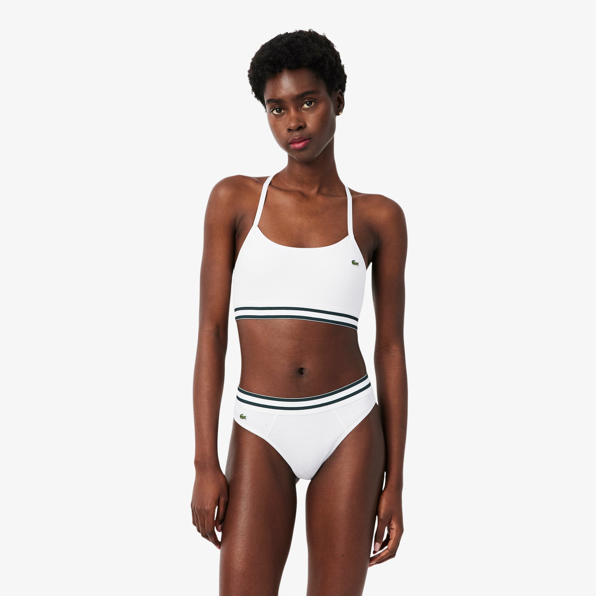 Ribbed Cotton Bralette - White