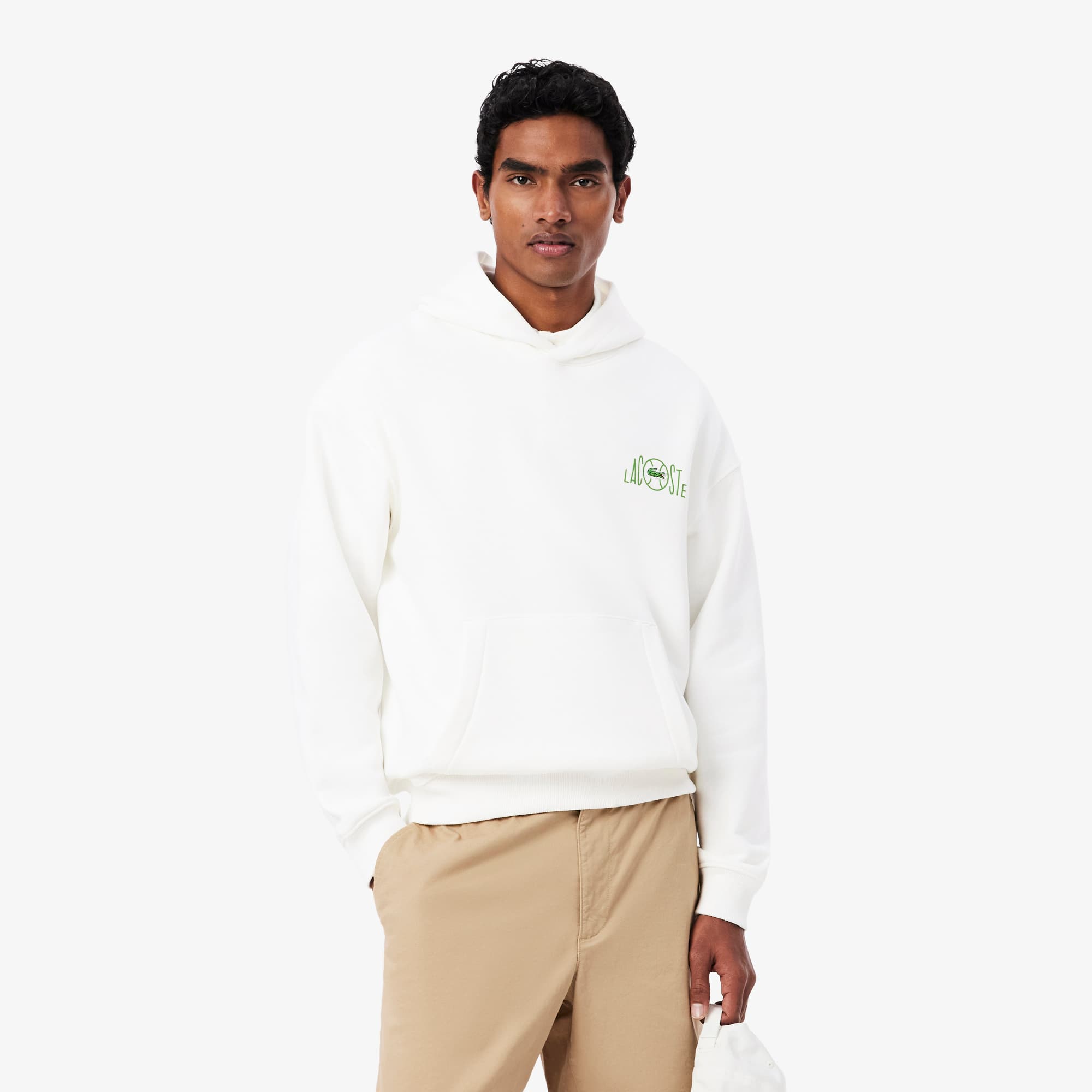 Multi Print Fleece Hoodie - White