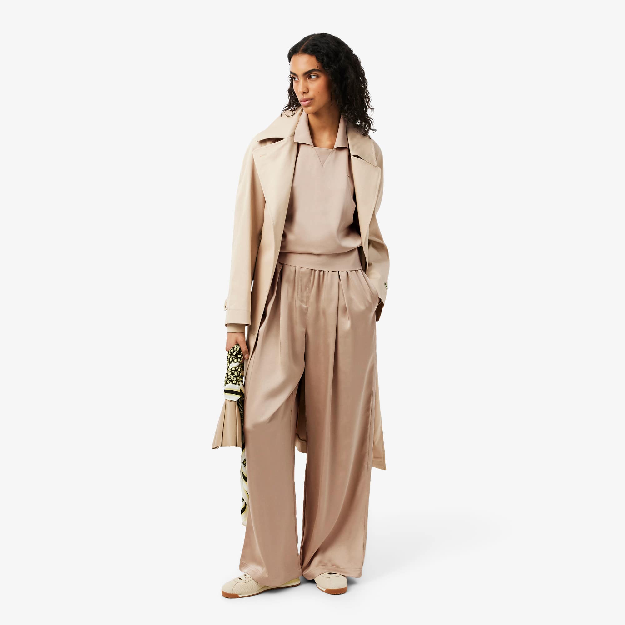 Relaxed Fit Satin Polo - Beige