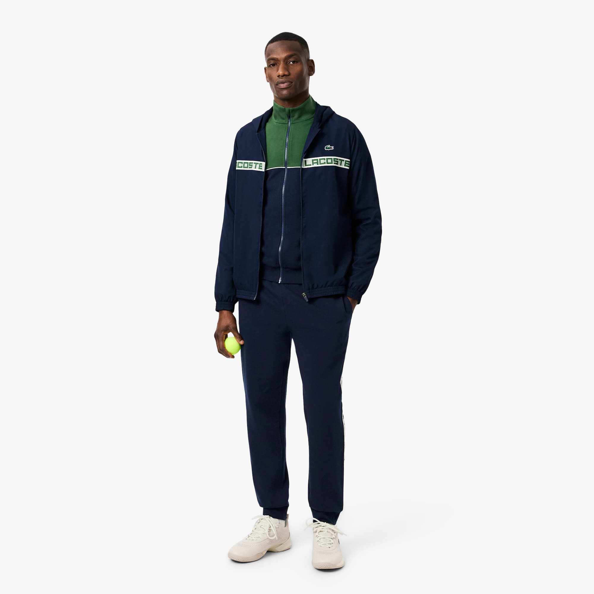 Men's Tennis Zip-Up Colorblock Sweatshirt - Navy Blue / Green