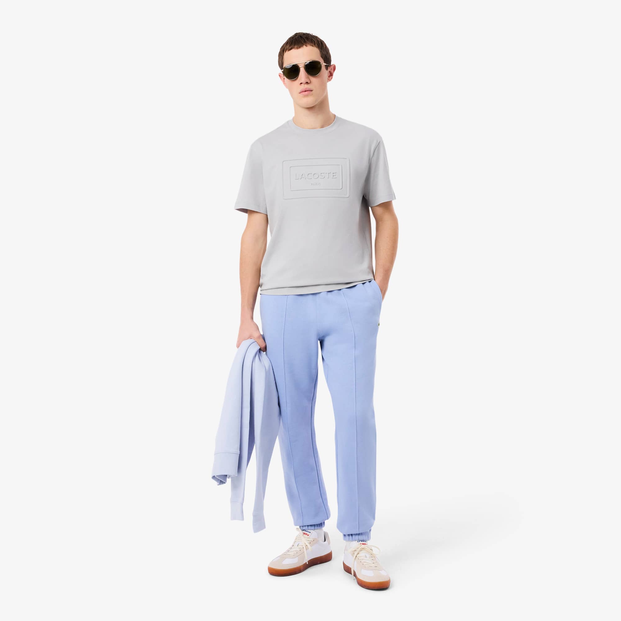 Embroidered Cotton T-Shirt - Light Grey