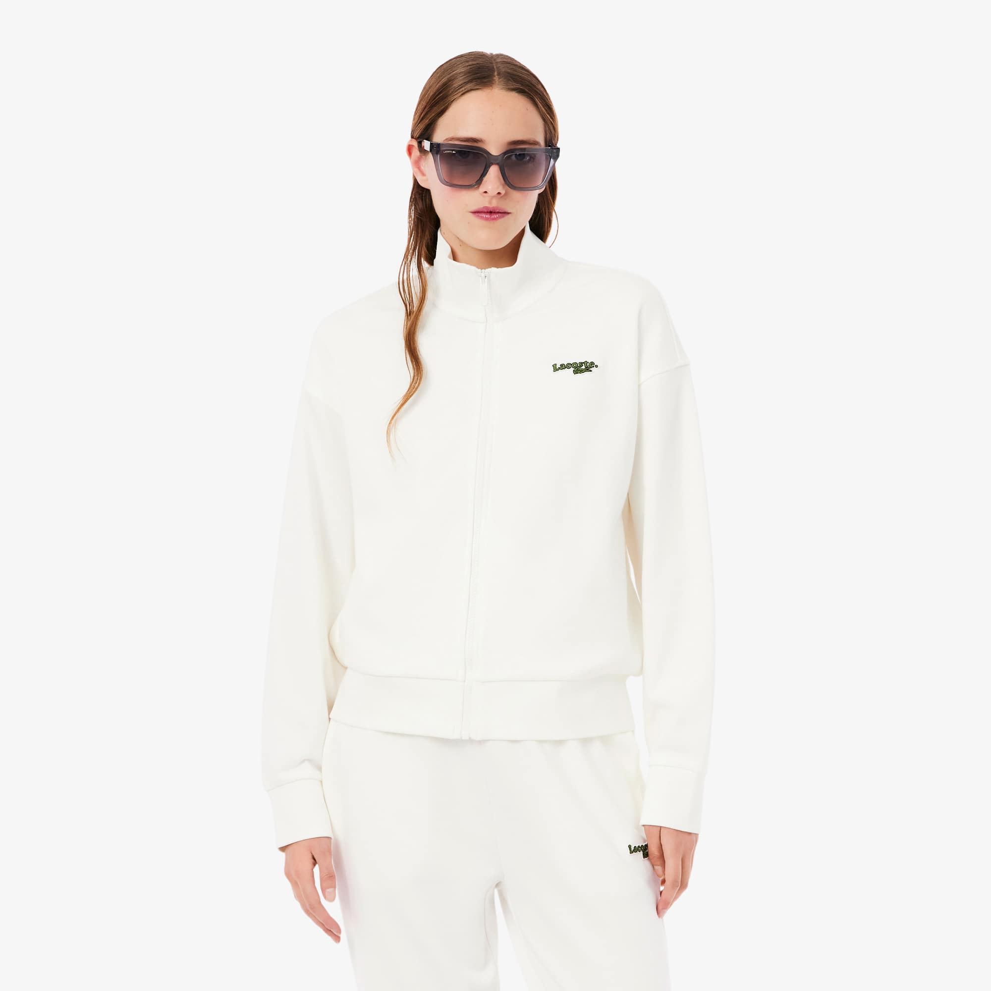 Relaxed Fit Zipped Badge Sweatshirt - White