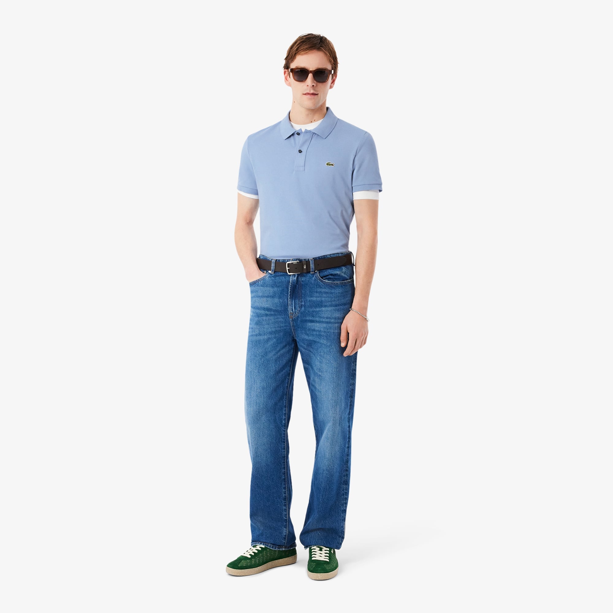 Men's Slim Fit Piqué Polo - Light Blue
