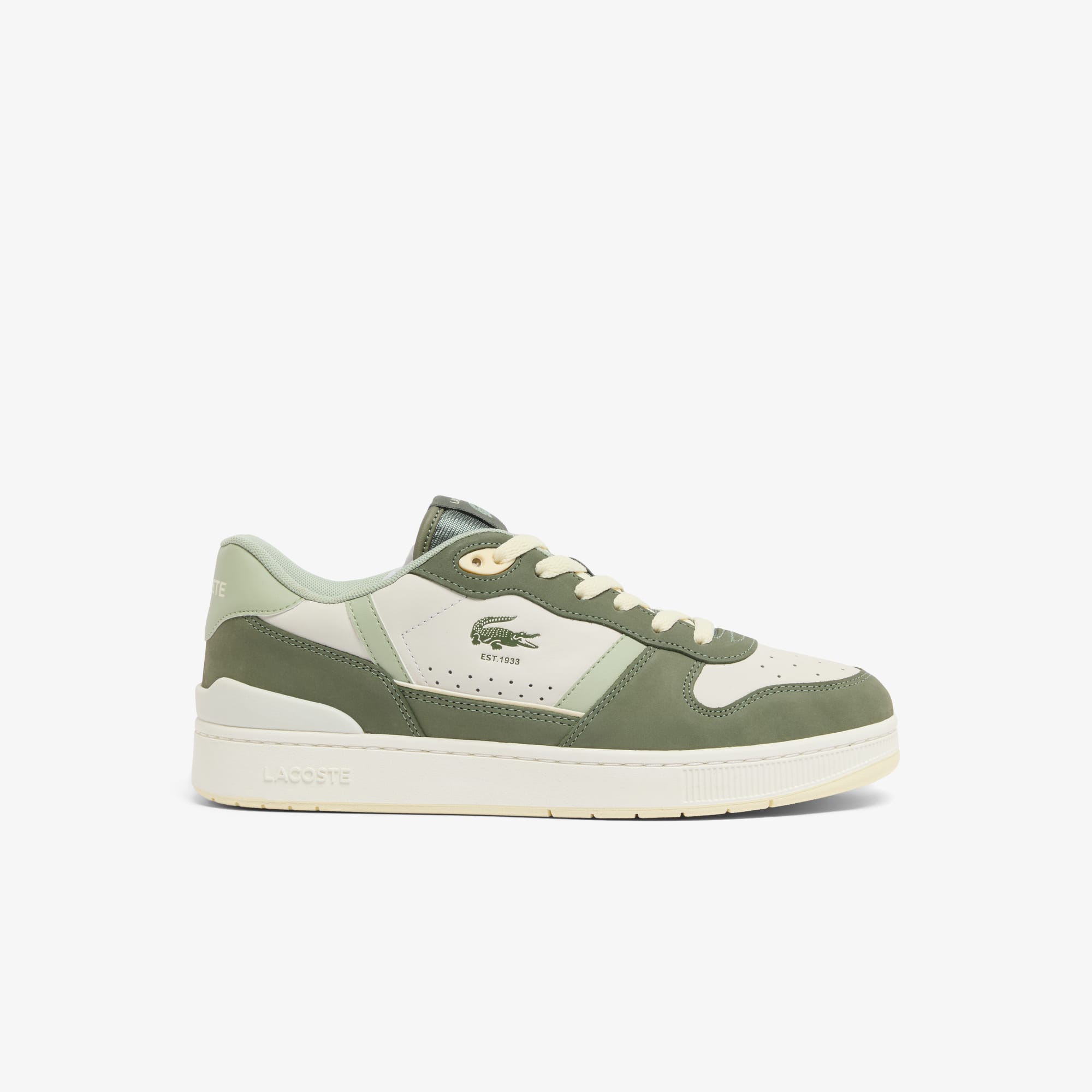 Men's T-Clip Set Leather Sneakers - KHK/LT KHK