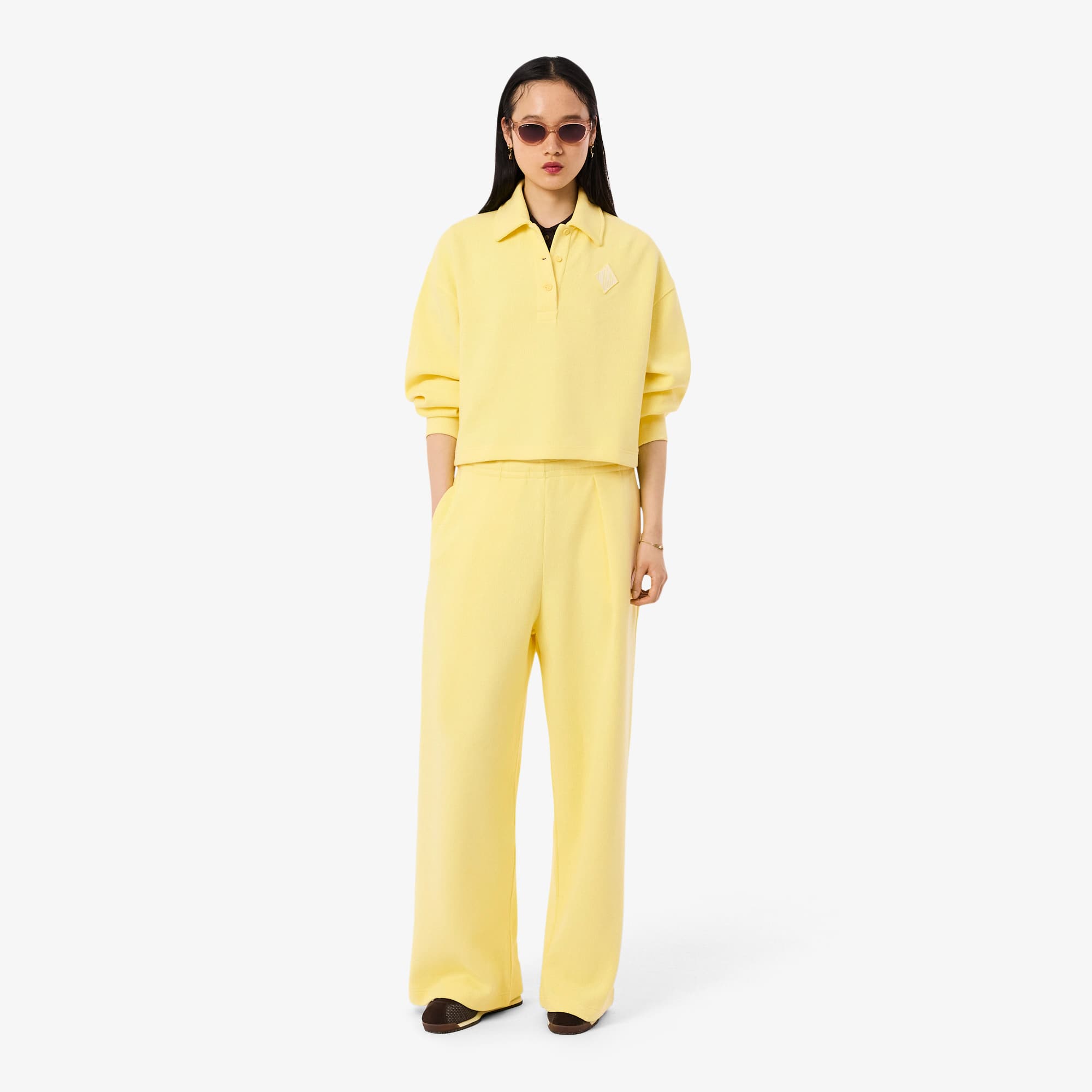 Oversized Ribbed Polo Sweatshirt - Blanc