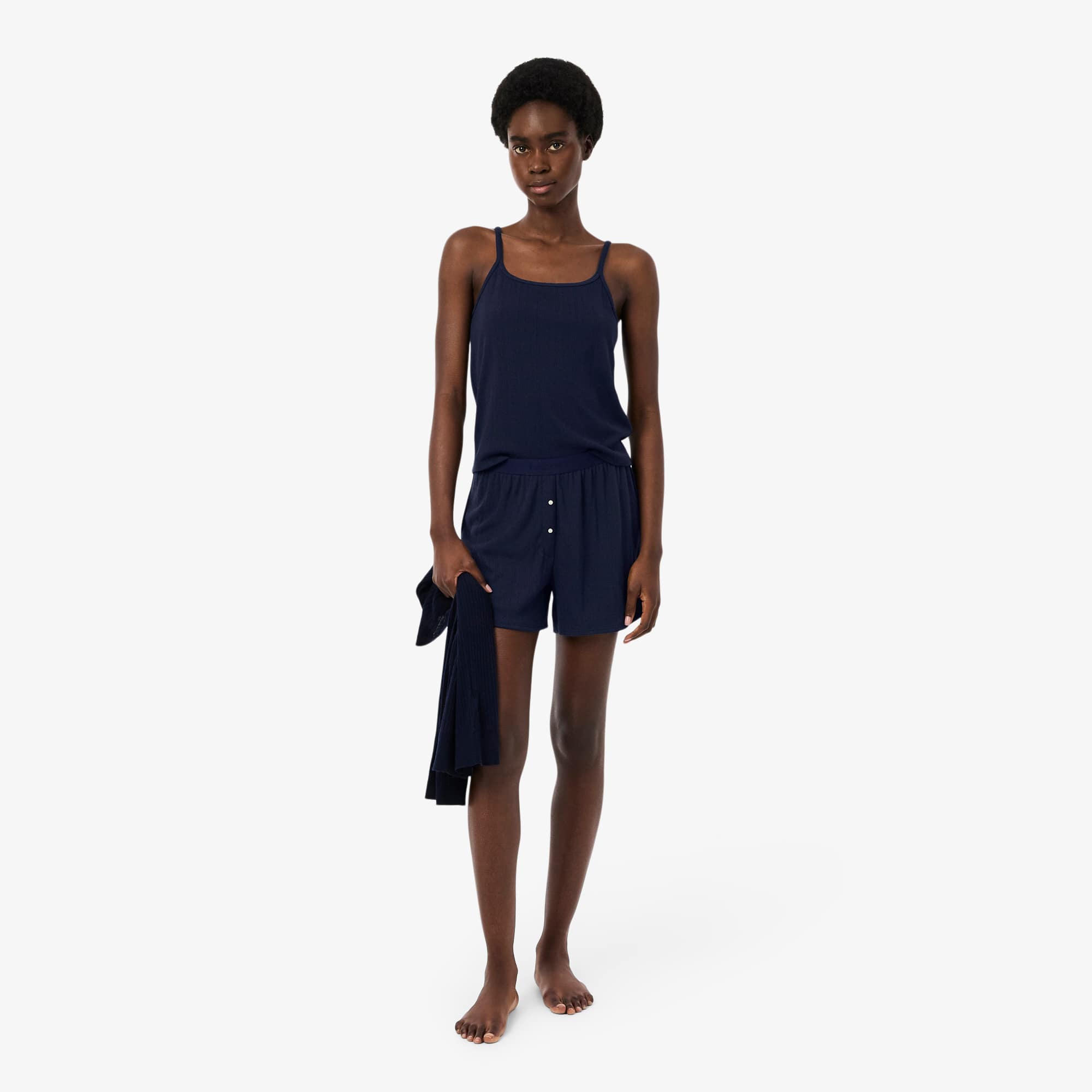 Pointelle Pajama Set - Navy Blue
