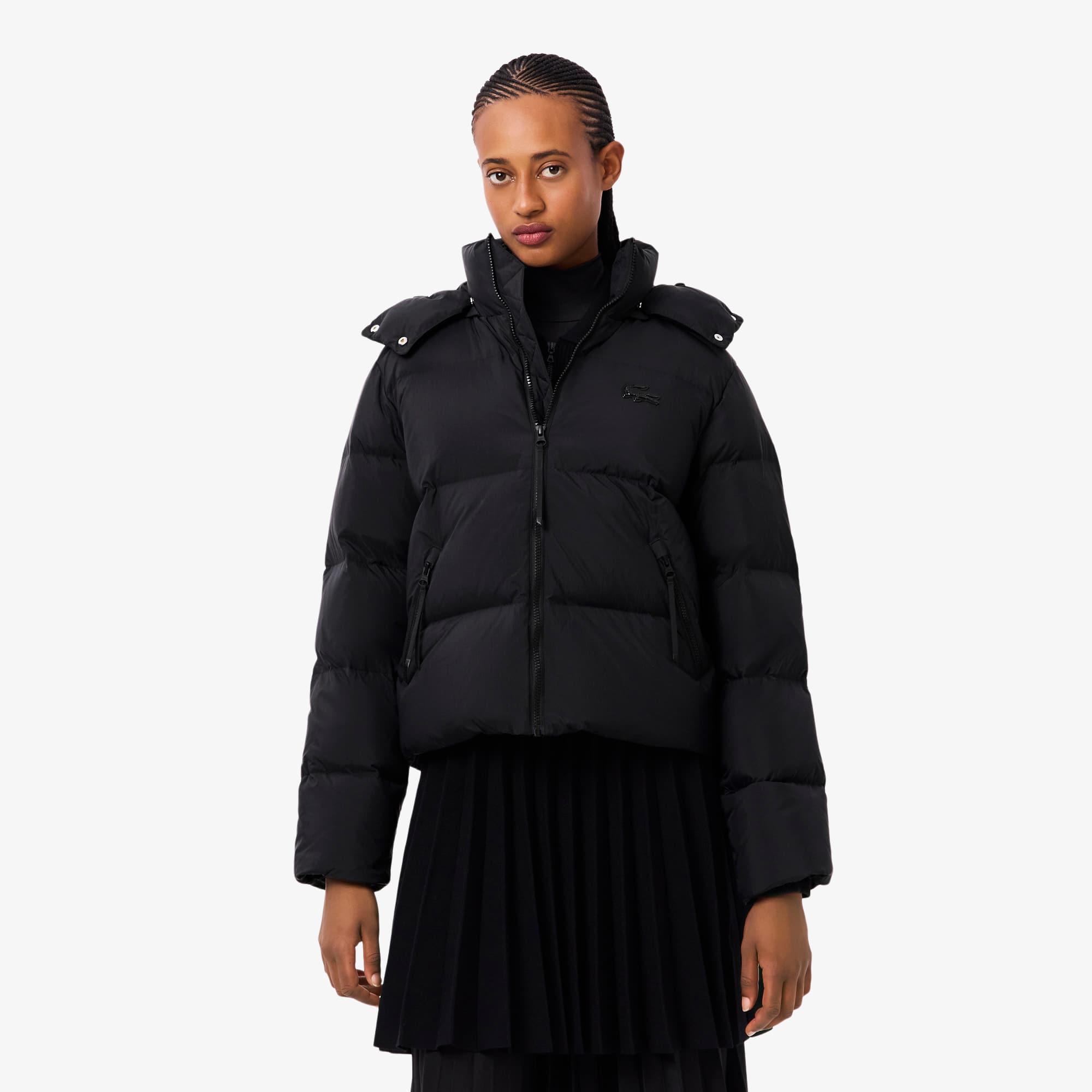 Women's Relaxed Fit Hooded Down Jacket - Black