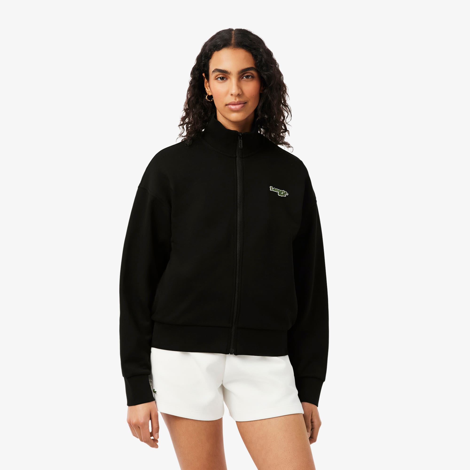 Relaxed Fit Zipped Badge Sweatshirt - Black