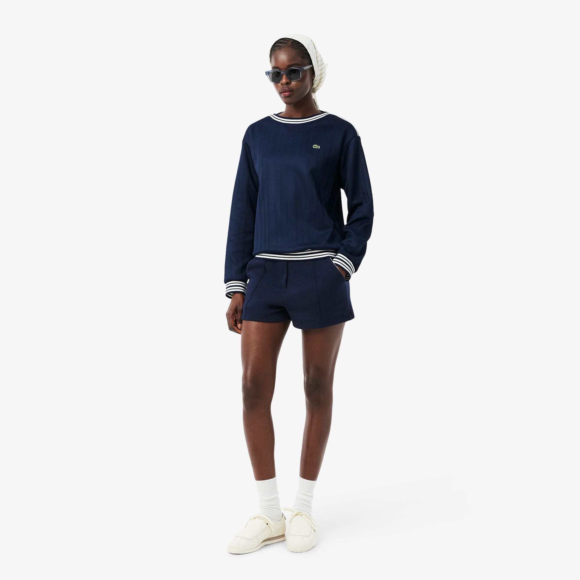 Made In France Piqué Shorts - Navy Blue / White