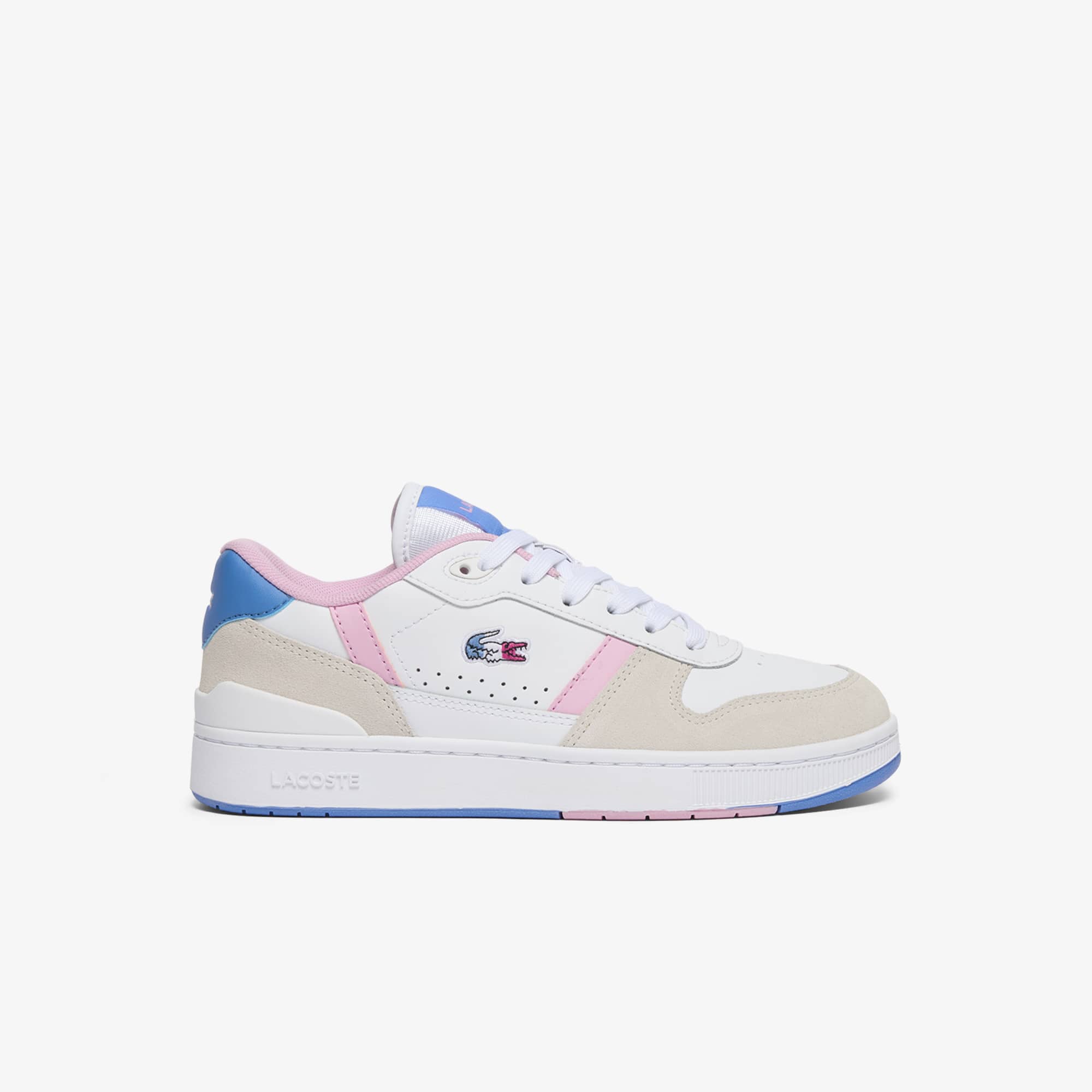 Women's T-Clip Set Leather Sneakers - WHT/PNK/BLU