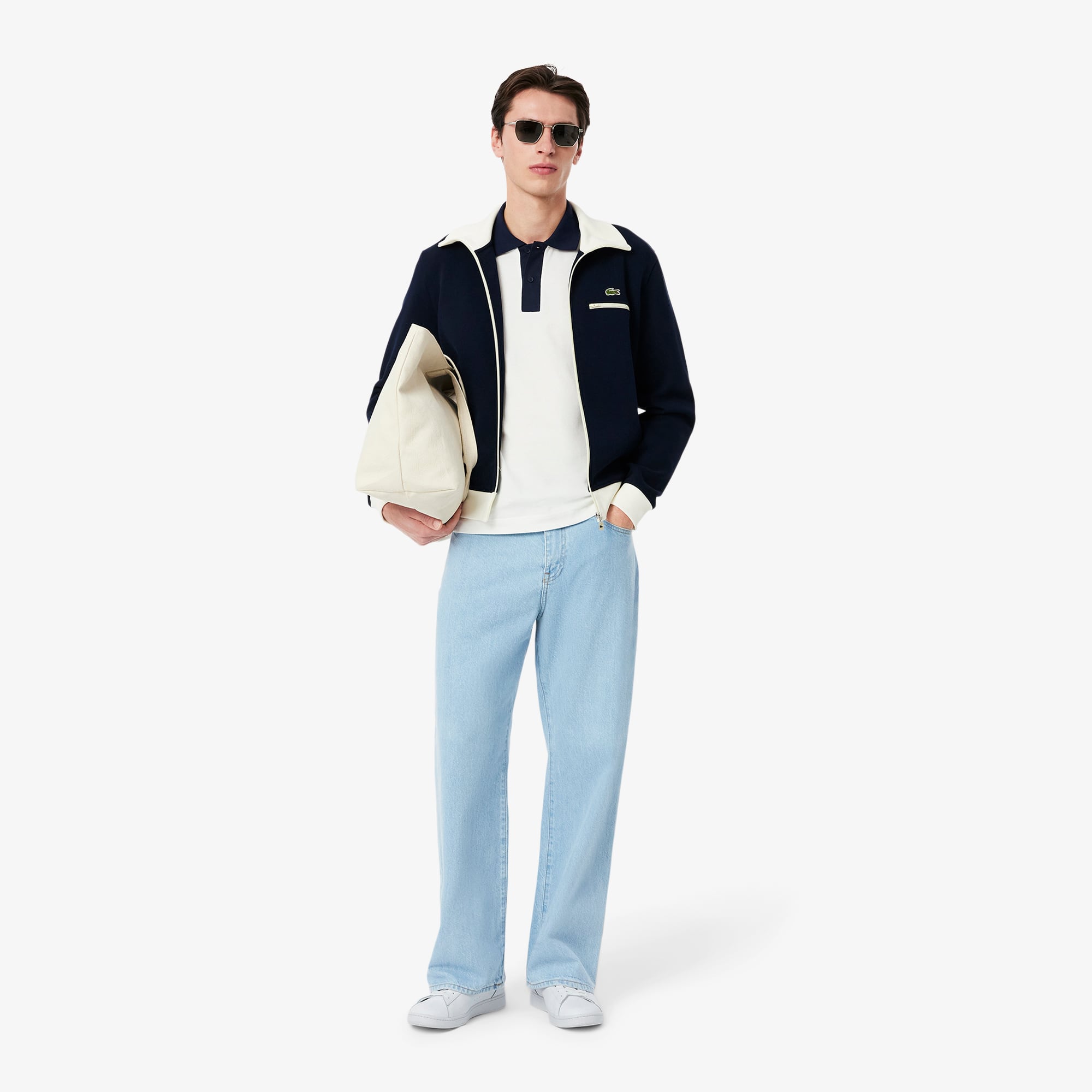 Men's Carnaby Set Leather Sneakers - WHITE / NAVY