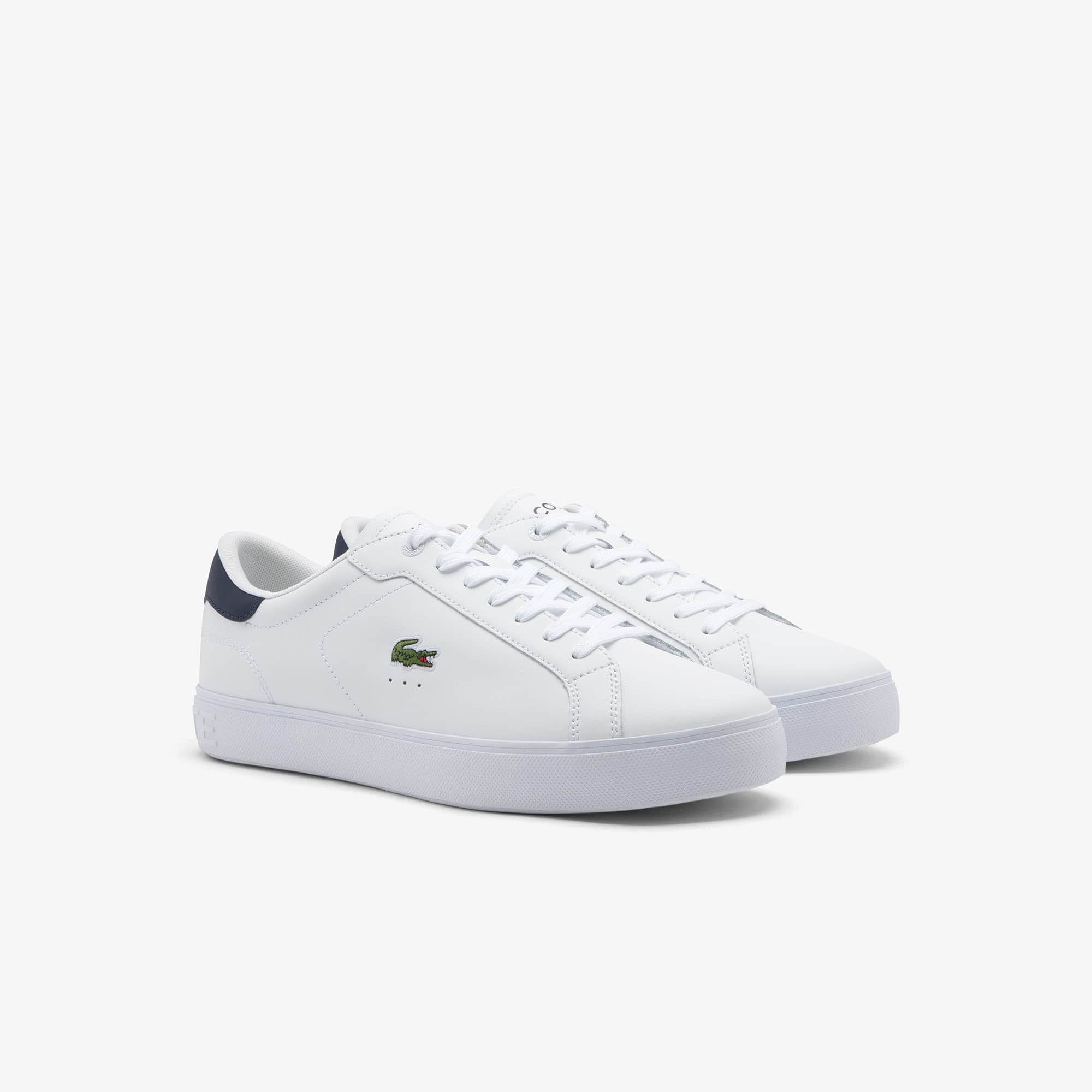 Men's Powercourt Graphic Leather Sneakers - WHITE / NAVY