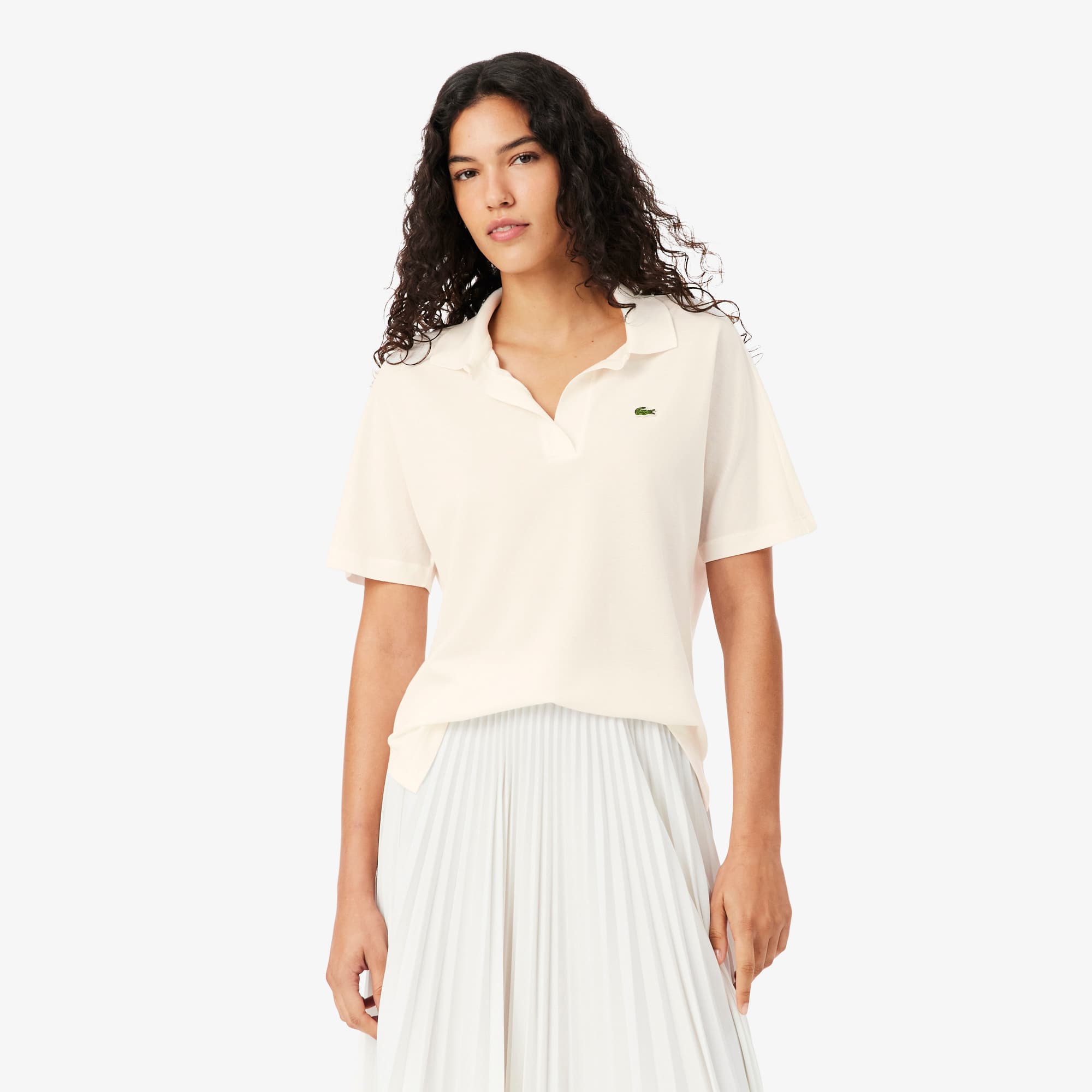 Women's Relaxed Fit Piqué Polo - White