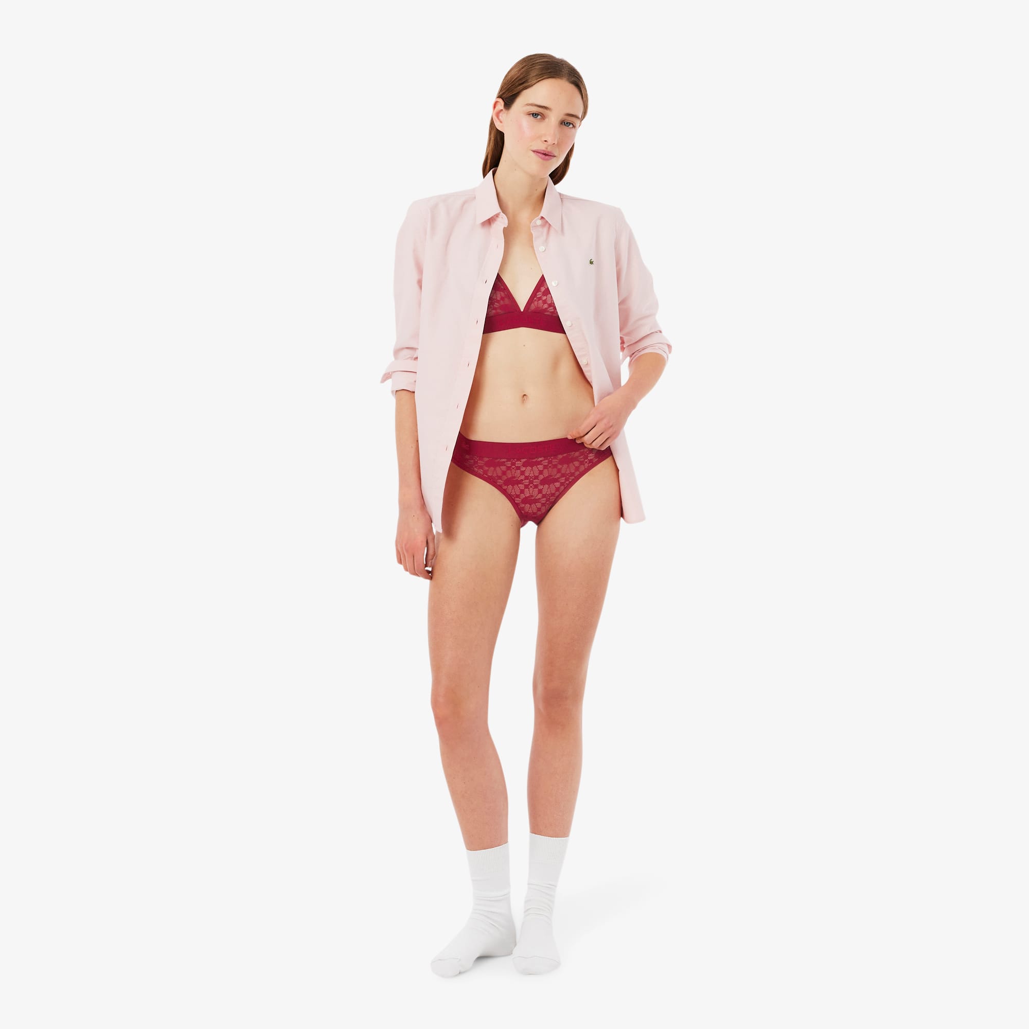 Logo Lace Triangle Bralette - Bordeaux